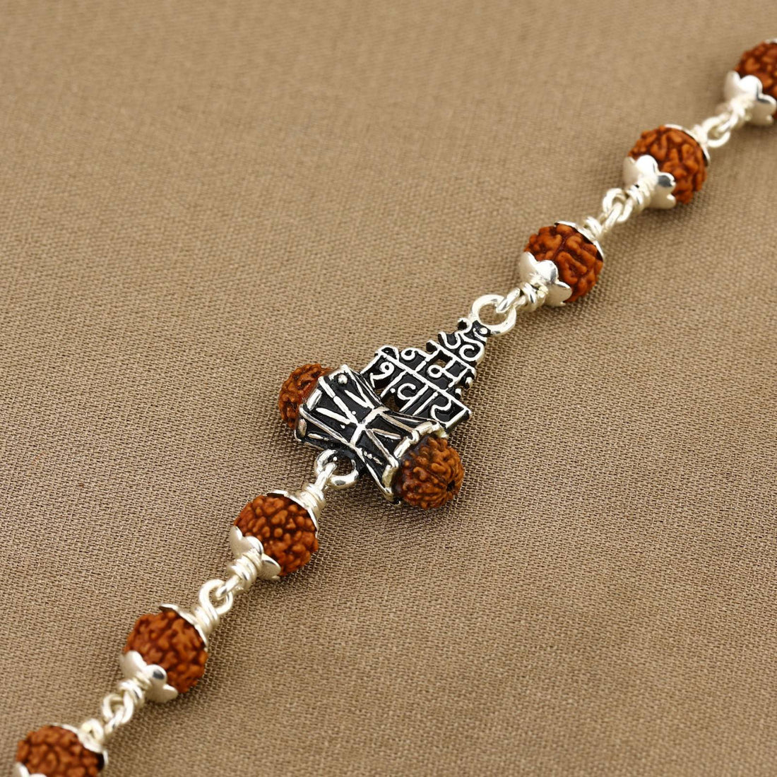 Om Namah Shivay Rudraksha Silver Mala