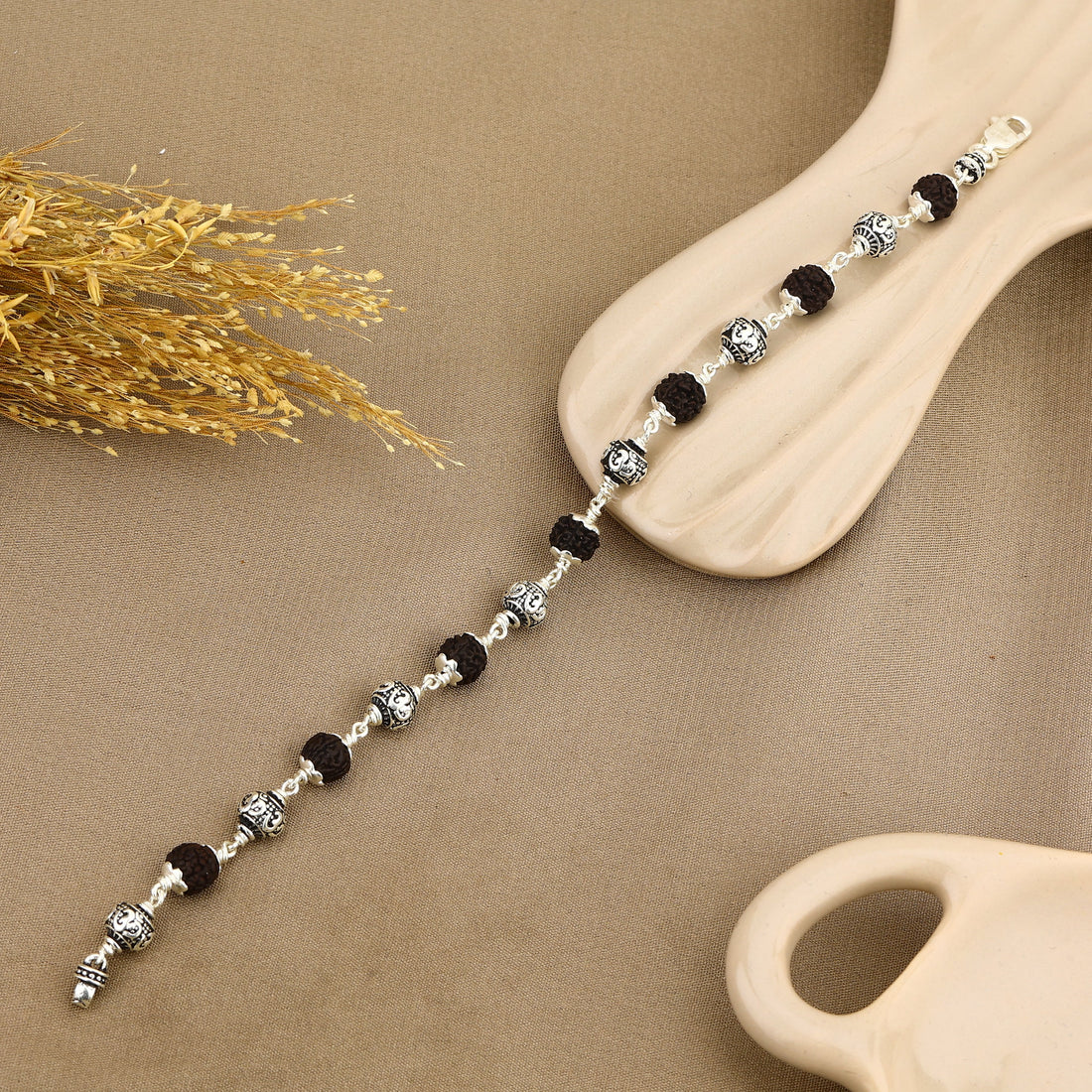 Authentic Karungali with Om Silver Bracelet