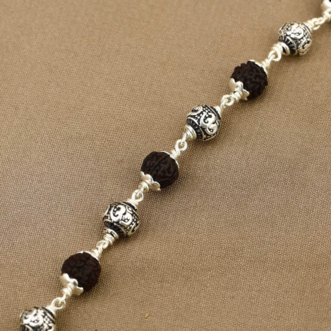 Karungali with Om Silver Bracelet