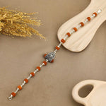 Authentic Rudraksha Silver Trishul Damru Bracelet