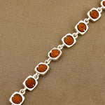 Rudraksha Silver Bracelet with Rounded Square Frames