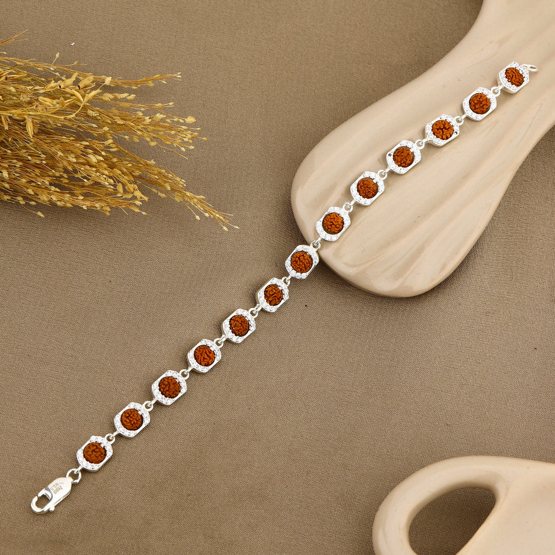 Authentic Rudraksha Silver Round Orbit Bracelet