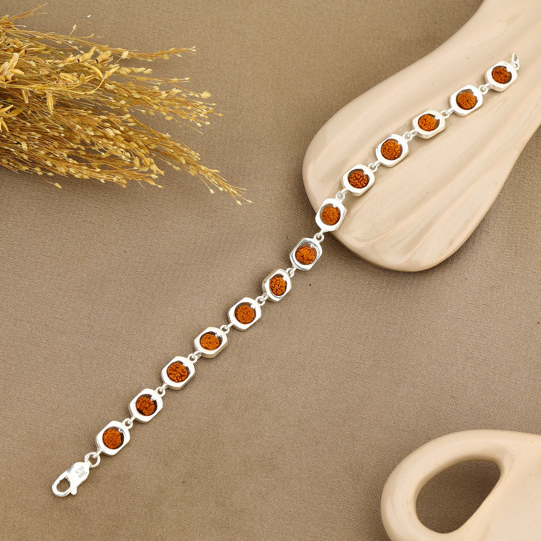 Authentic Rudraksha Silver Round Orbit Bracelet