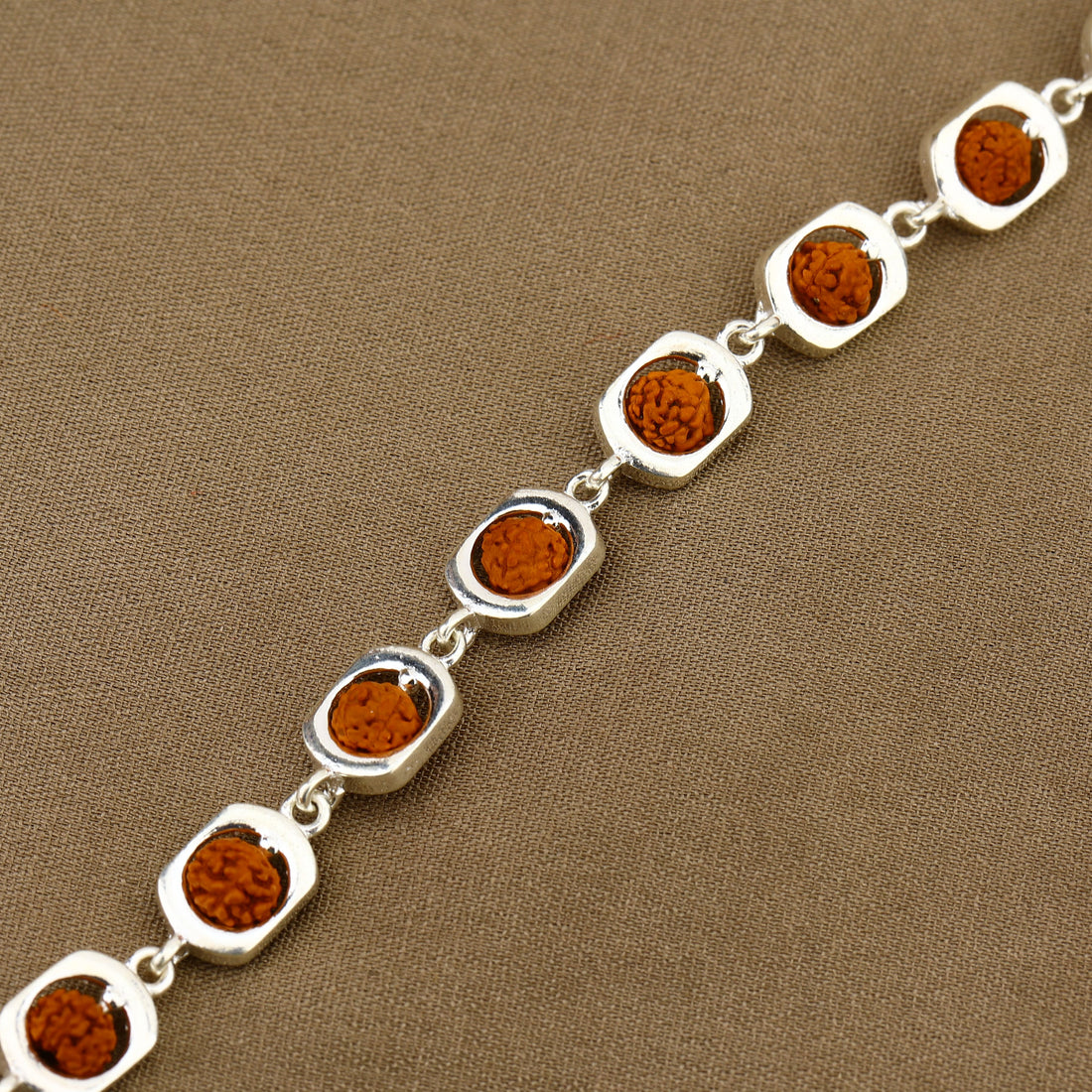 Rudraksha Silver Round Orbit Bracelet