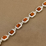 Rudraksha Silver Edged Square Link Bracelet