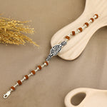 Authentic Rudraksha and Mahakal Broach Silver Bracelet