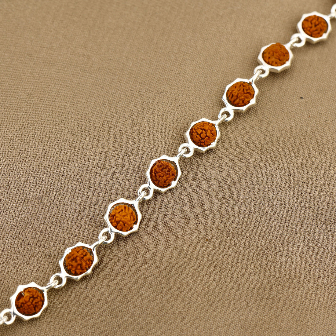 Rudraksha Silver Star Frame Beads Bracelet