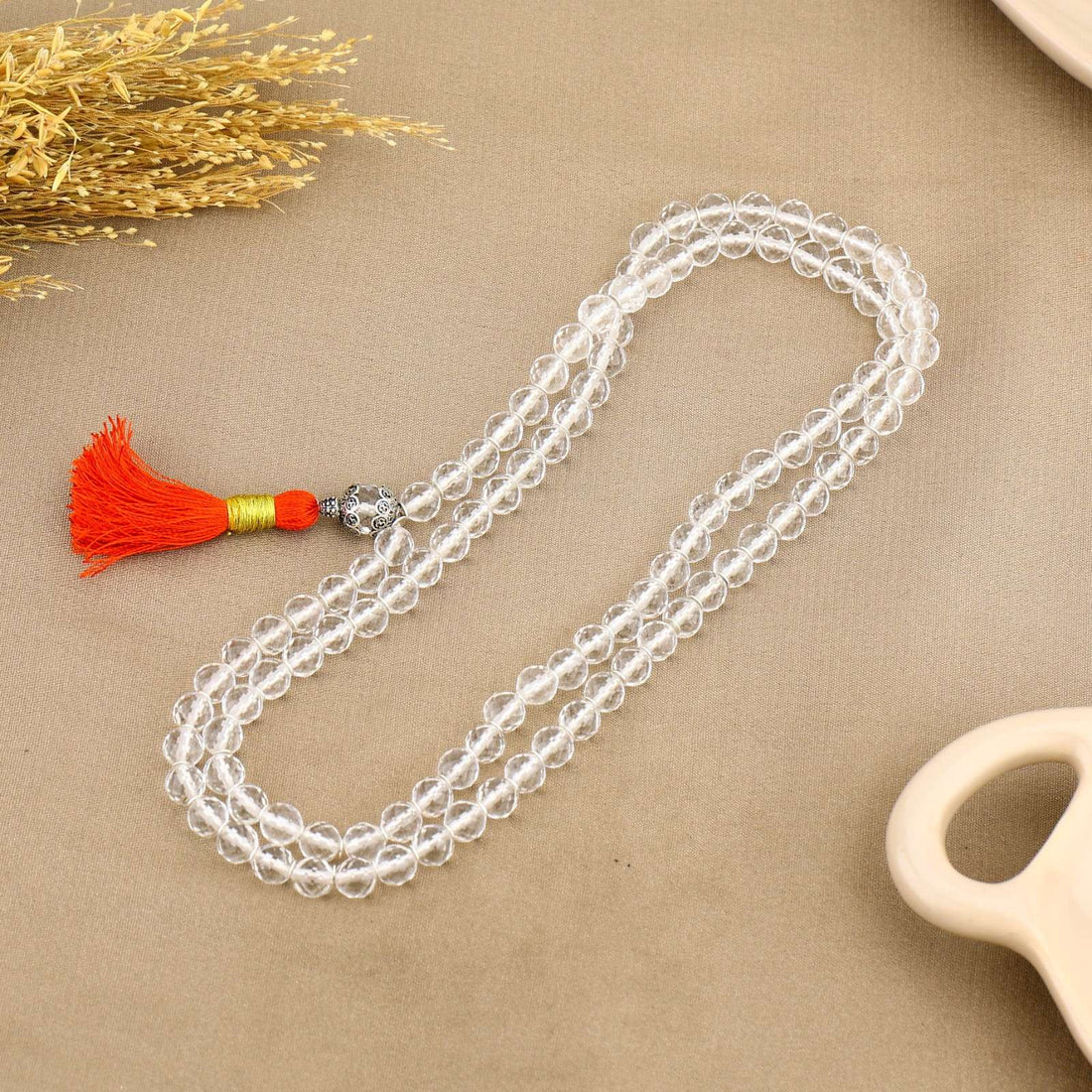 Real Diamond Cut Sphatik Mala