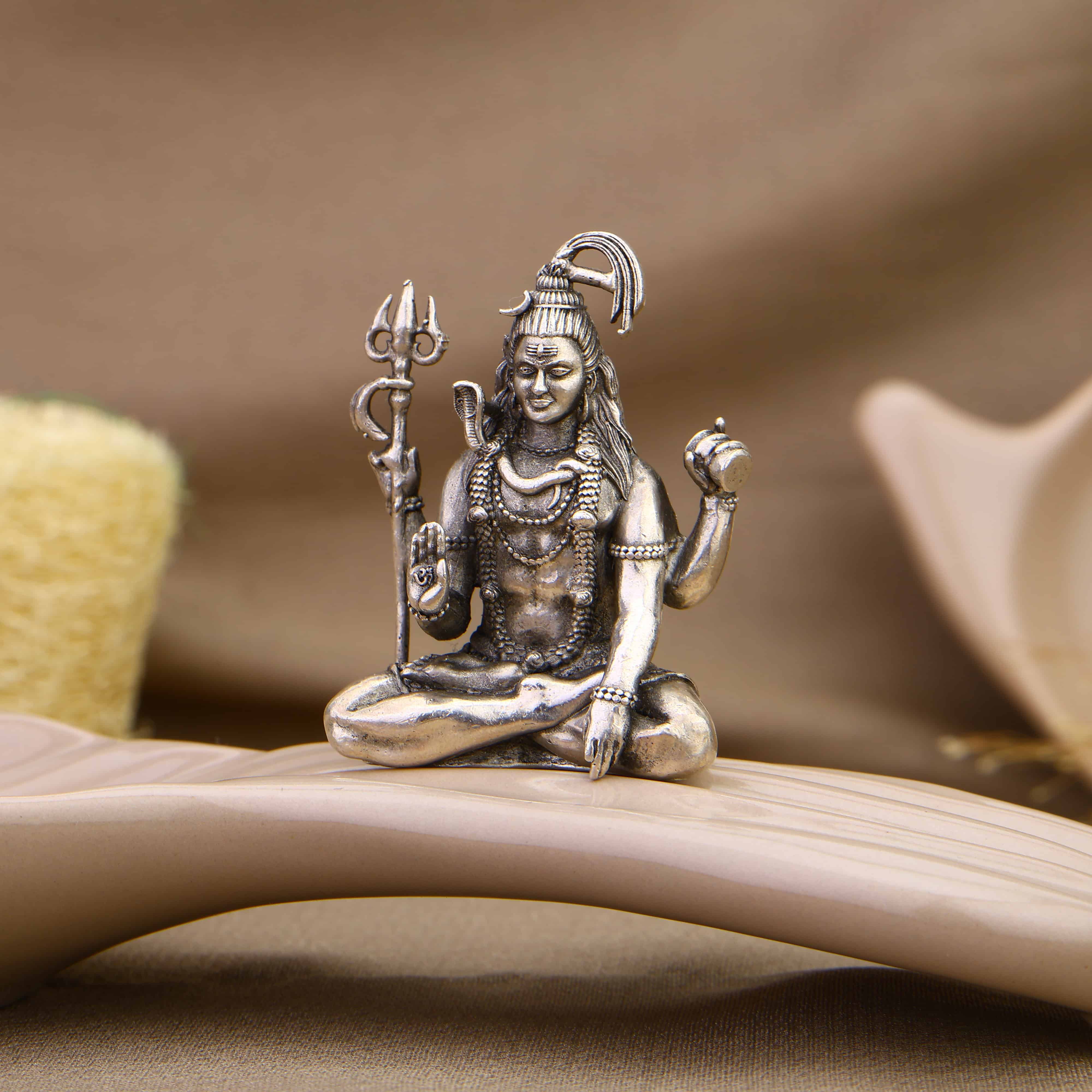 Authentic Lord Shiva Silver Statue
