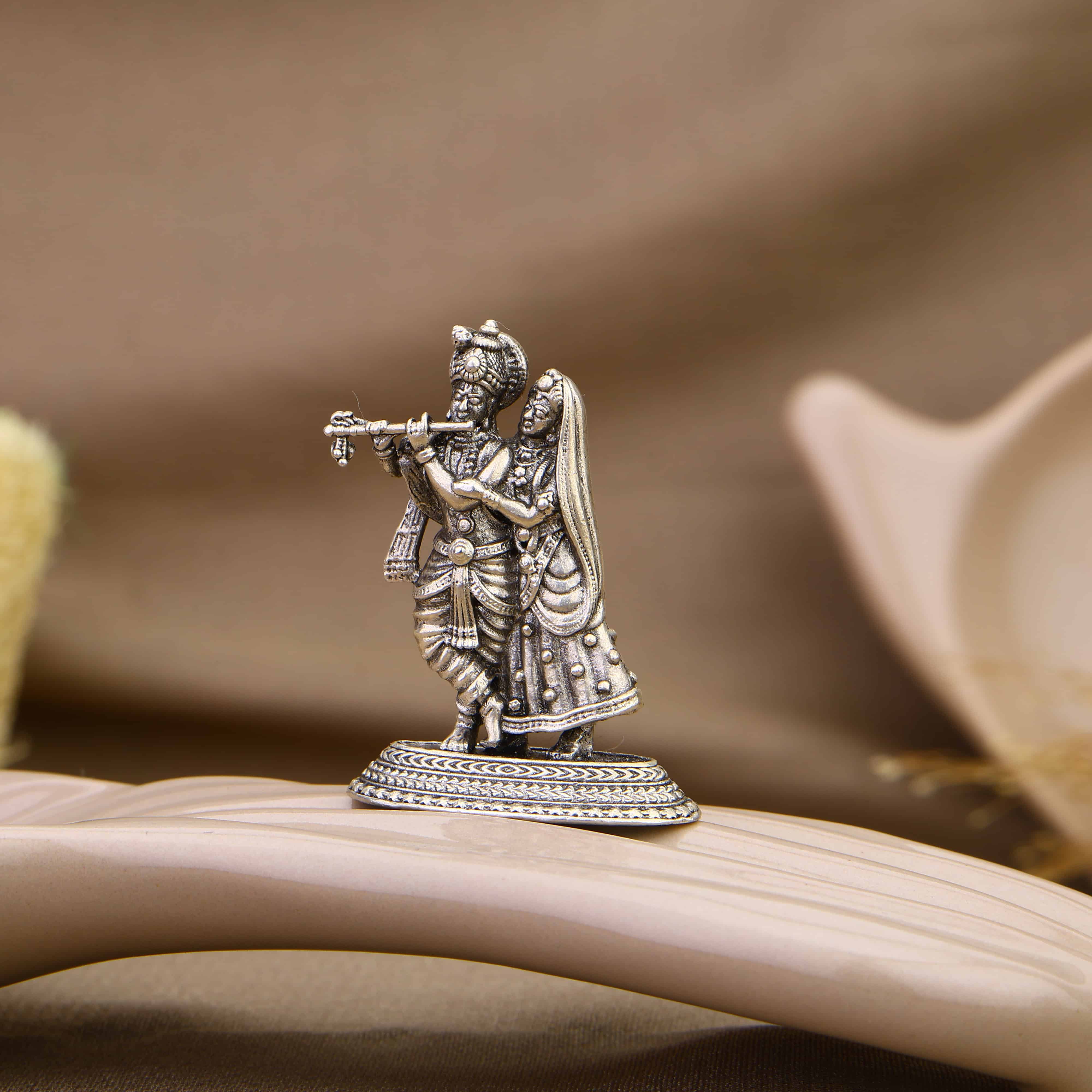 Authentic Radha Krishna Silver Murti