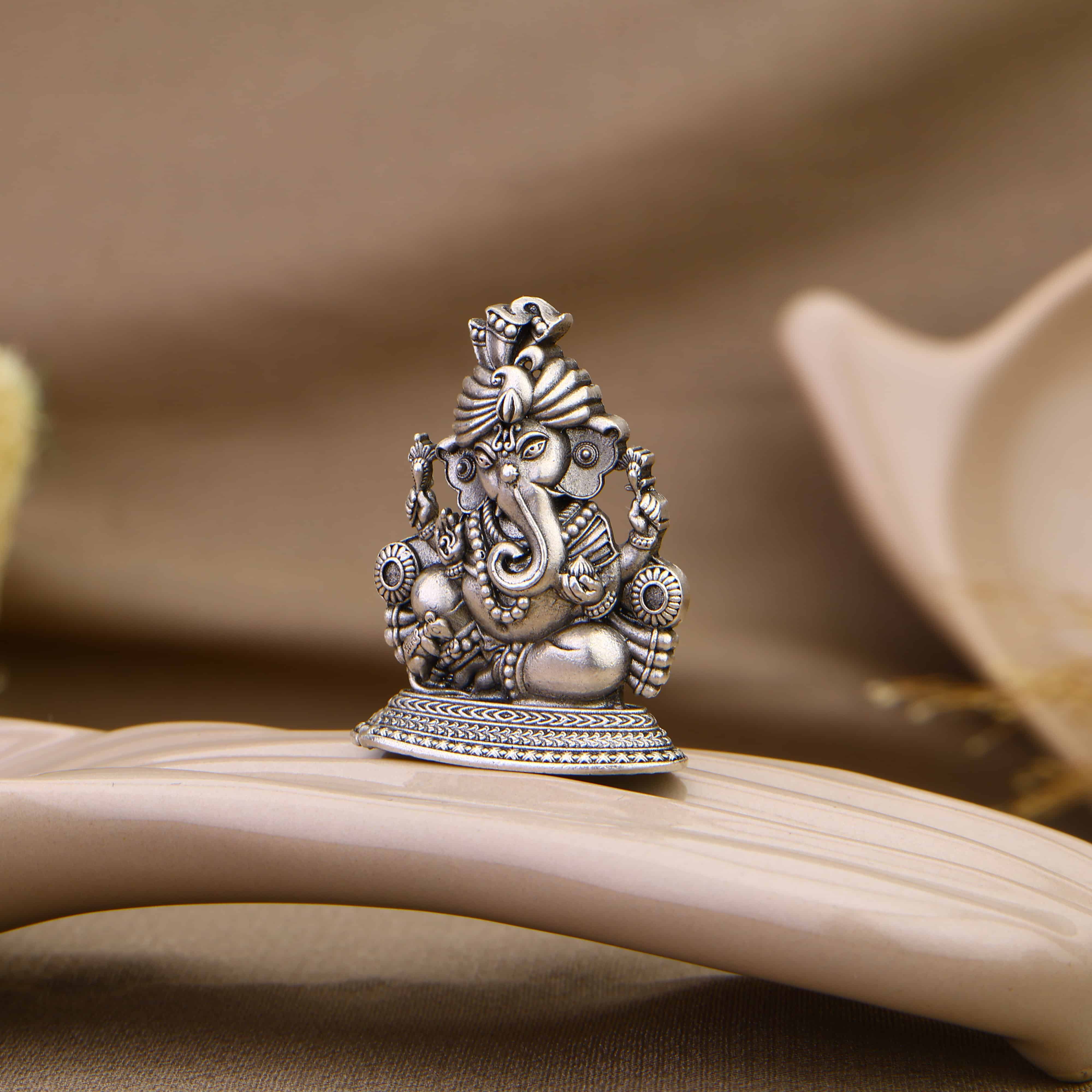 Authentic Lord Gajanana Silver Idol