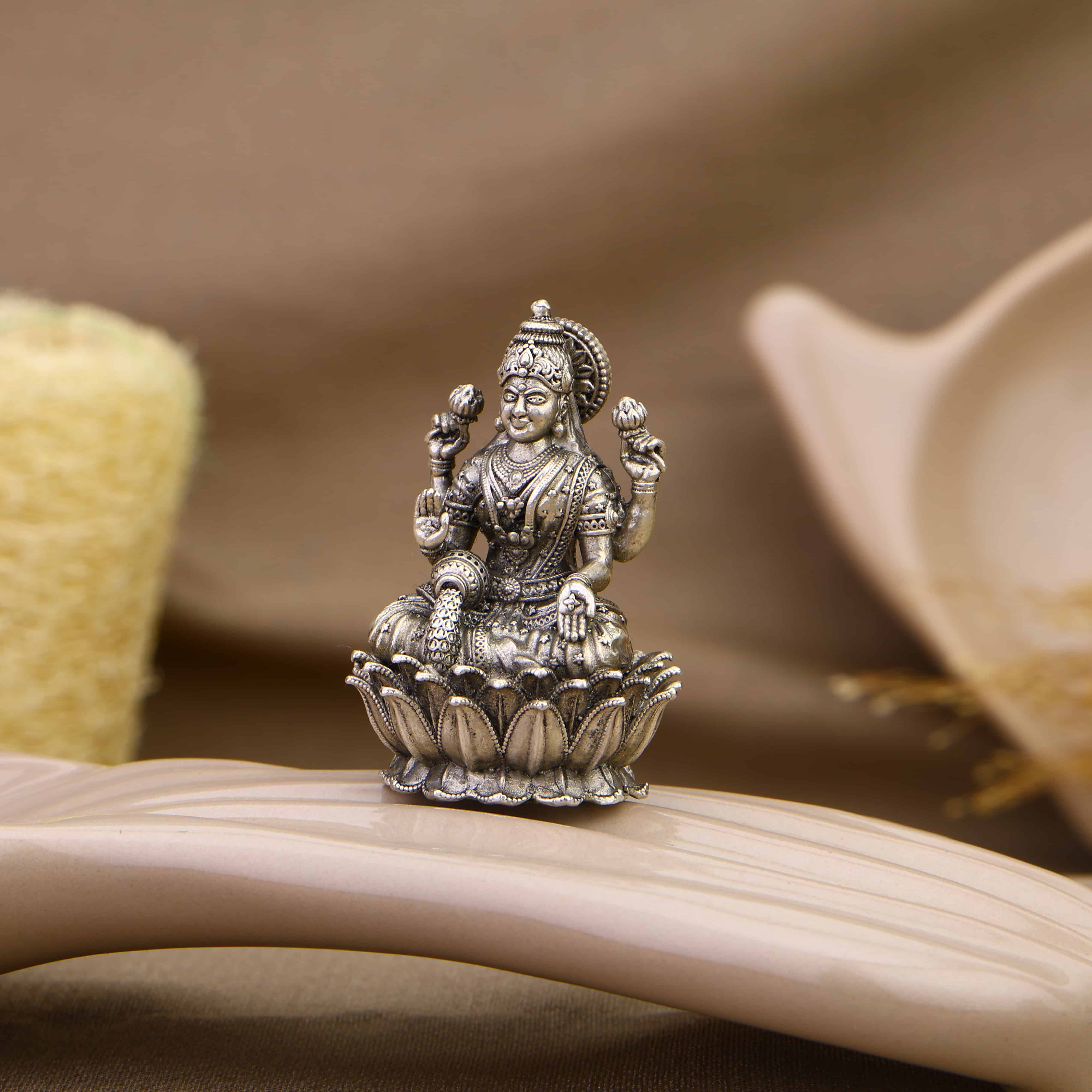 Goddess Laxmi Silver Murti - Second Image
