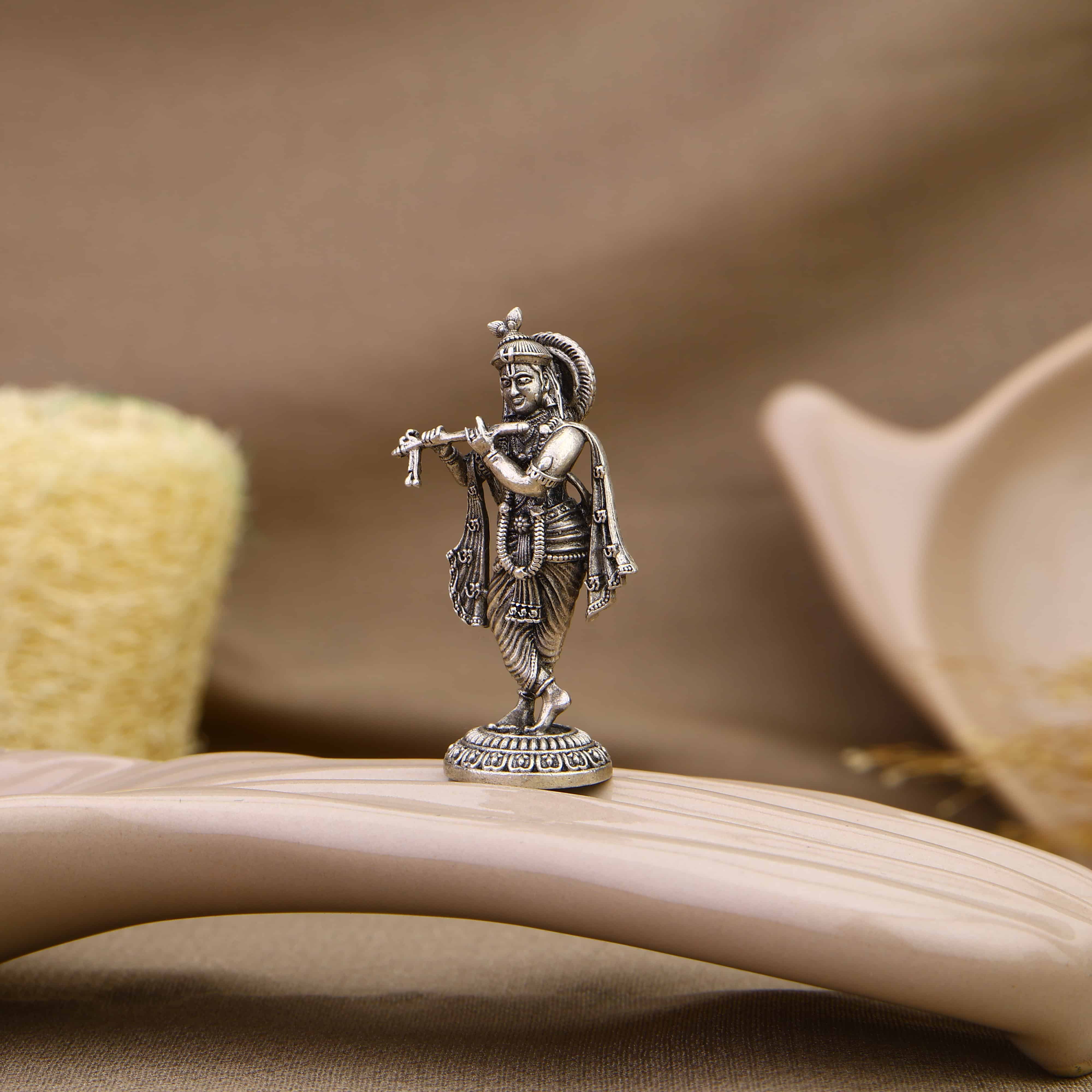 Authentic Lord Krishna Silver Idol