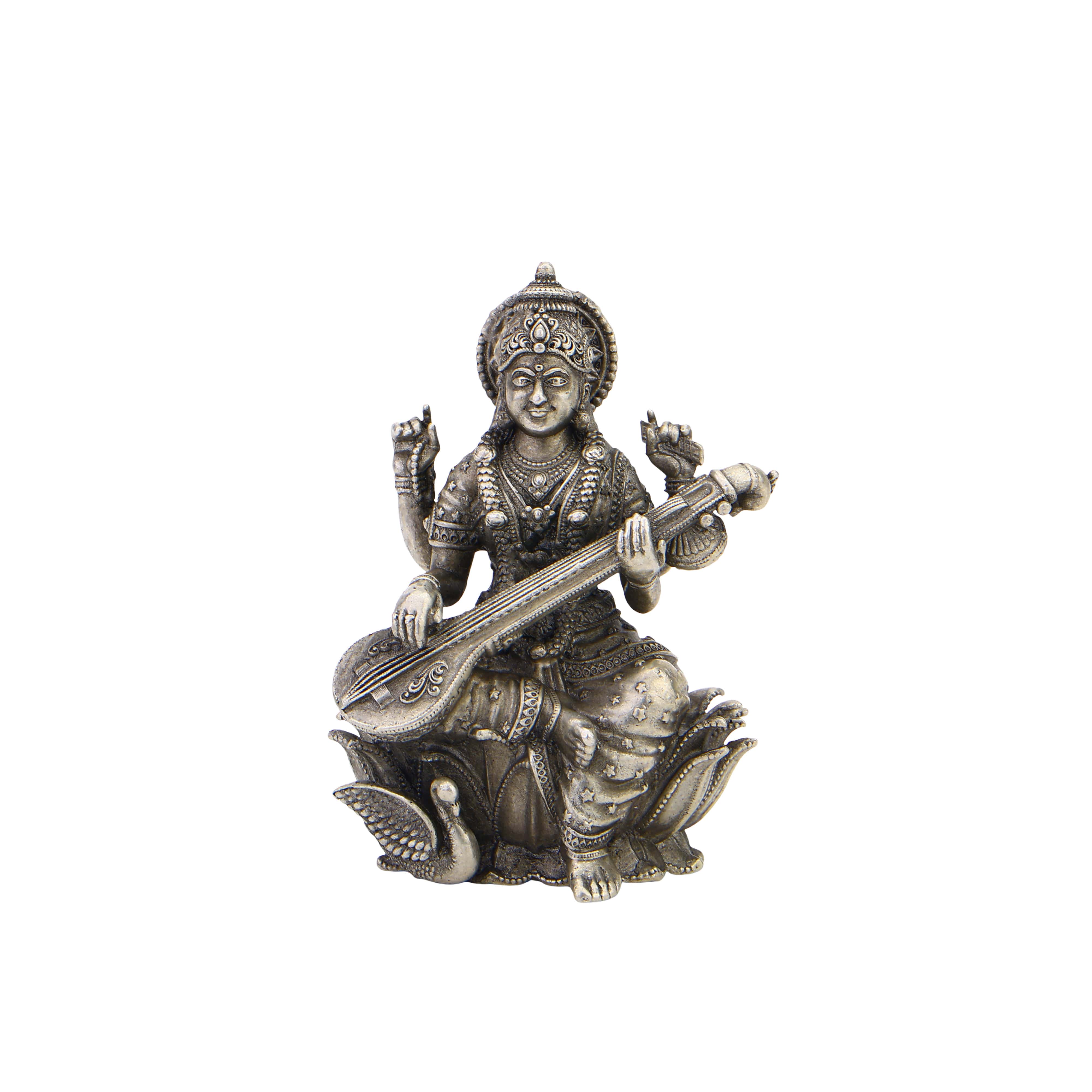 Goddess Saraswati Silver Idol