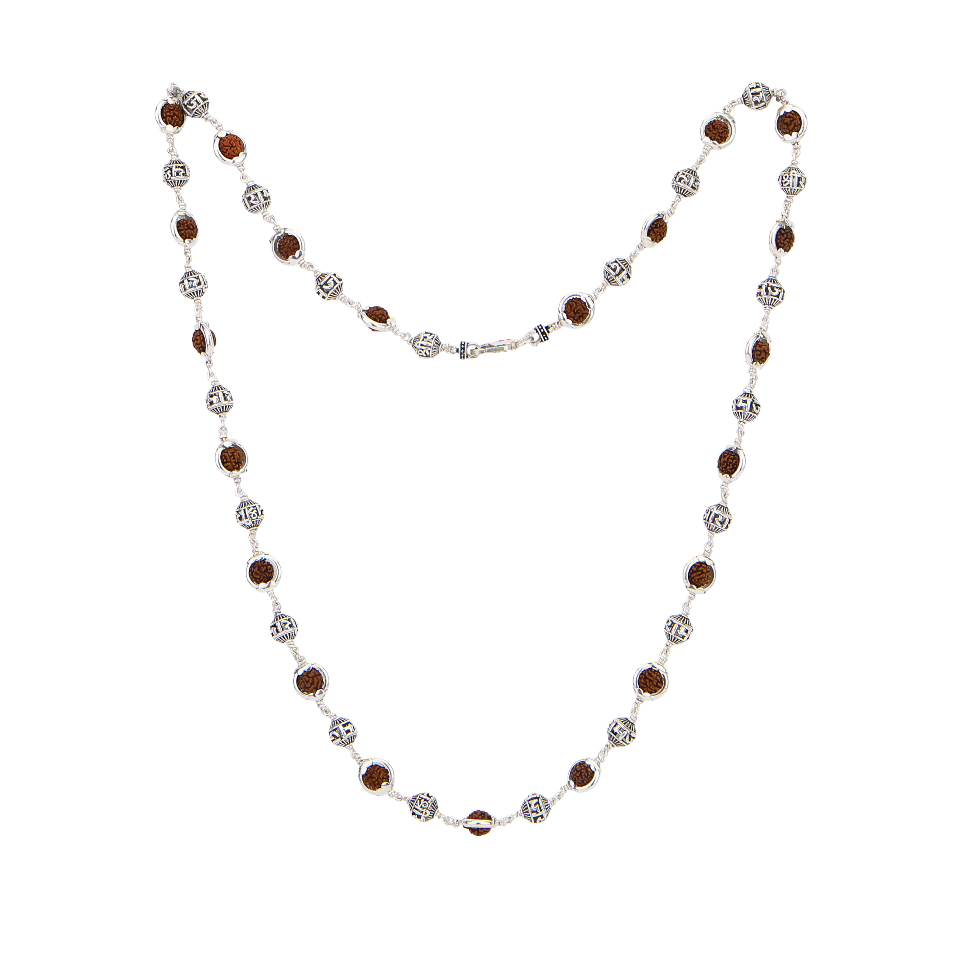 Rudraksha Silver Mala with Jay Shree Ram Beads