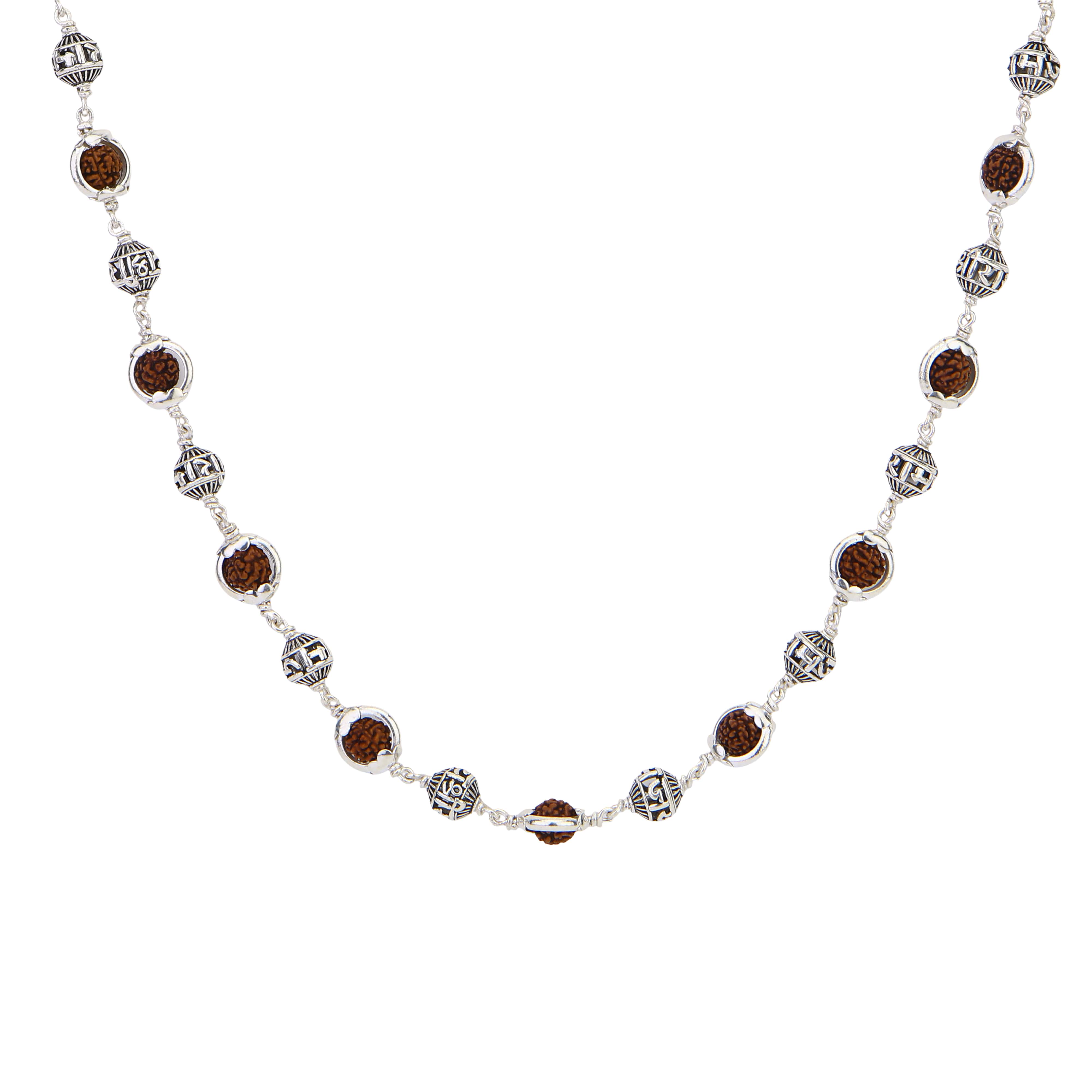 Rudraksha Silver Mala with Jay Shree Ram Beads