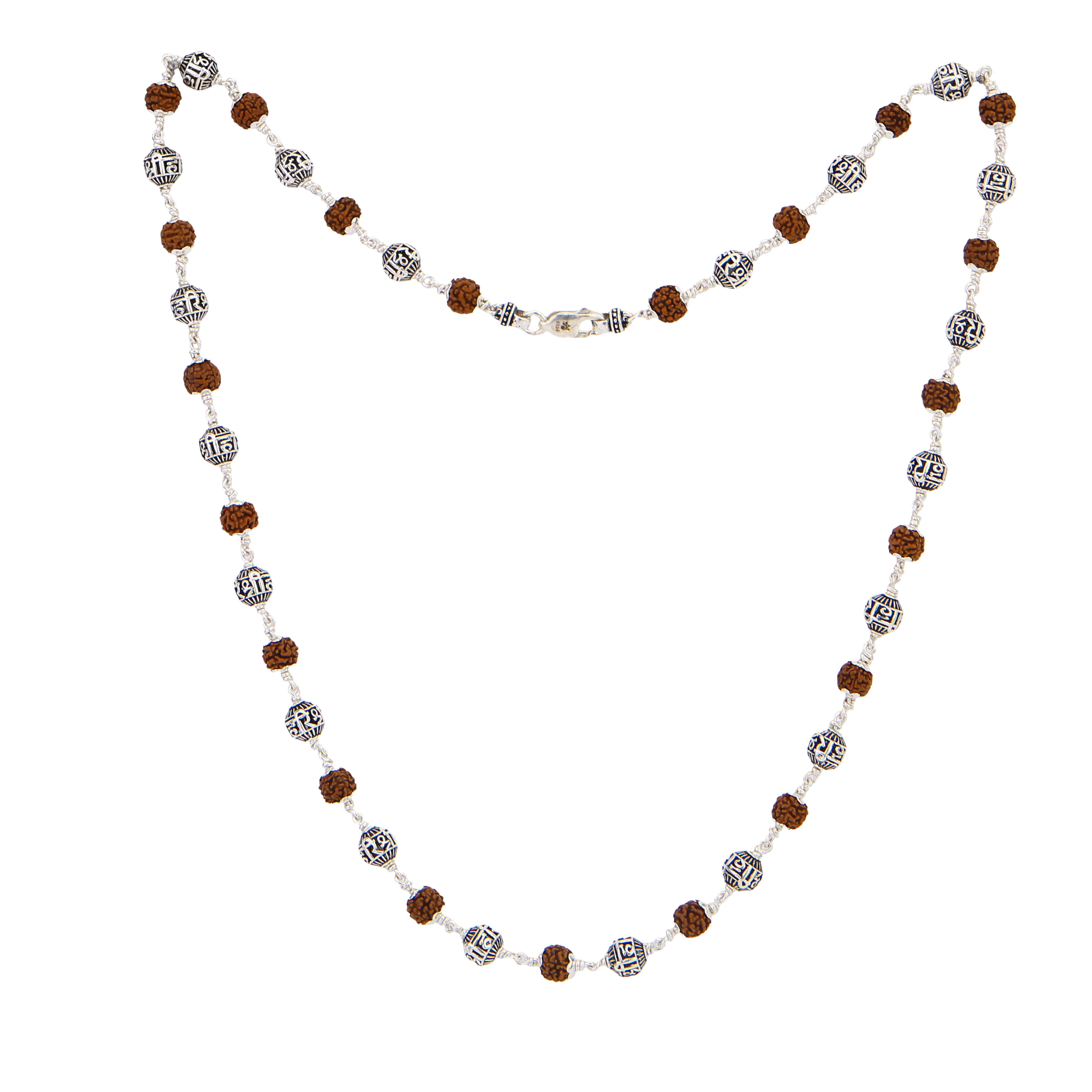 Rudraksha With Shree Hari Beads Silver Mala