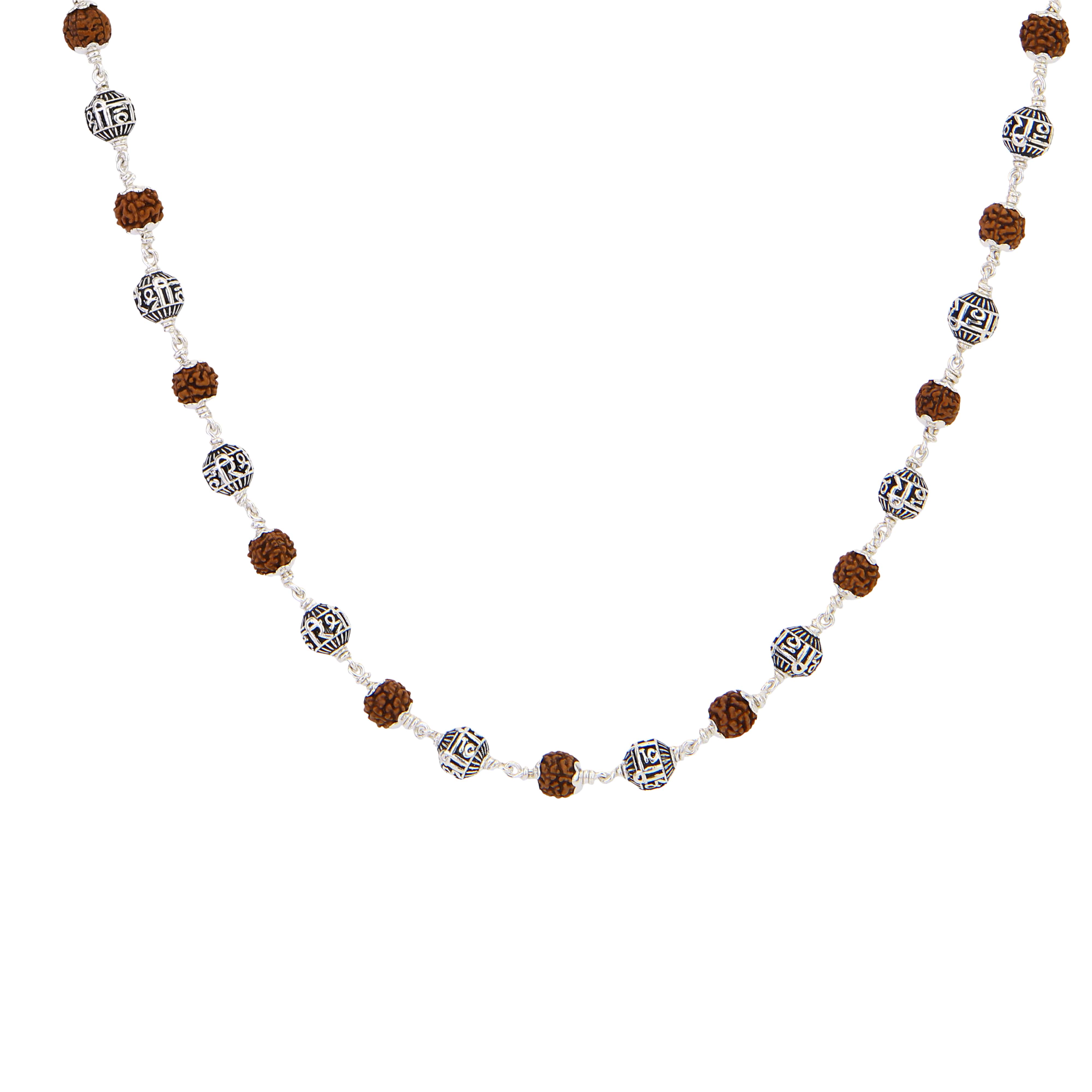 Rudraksha With Shree Hari Beads Silver Mala