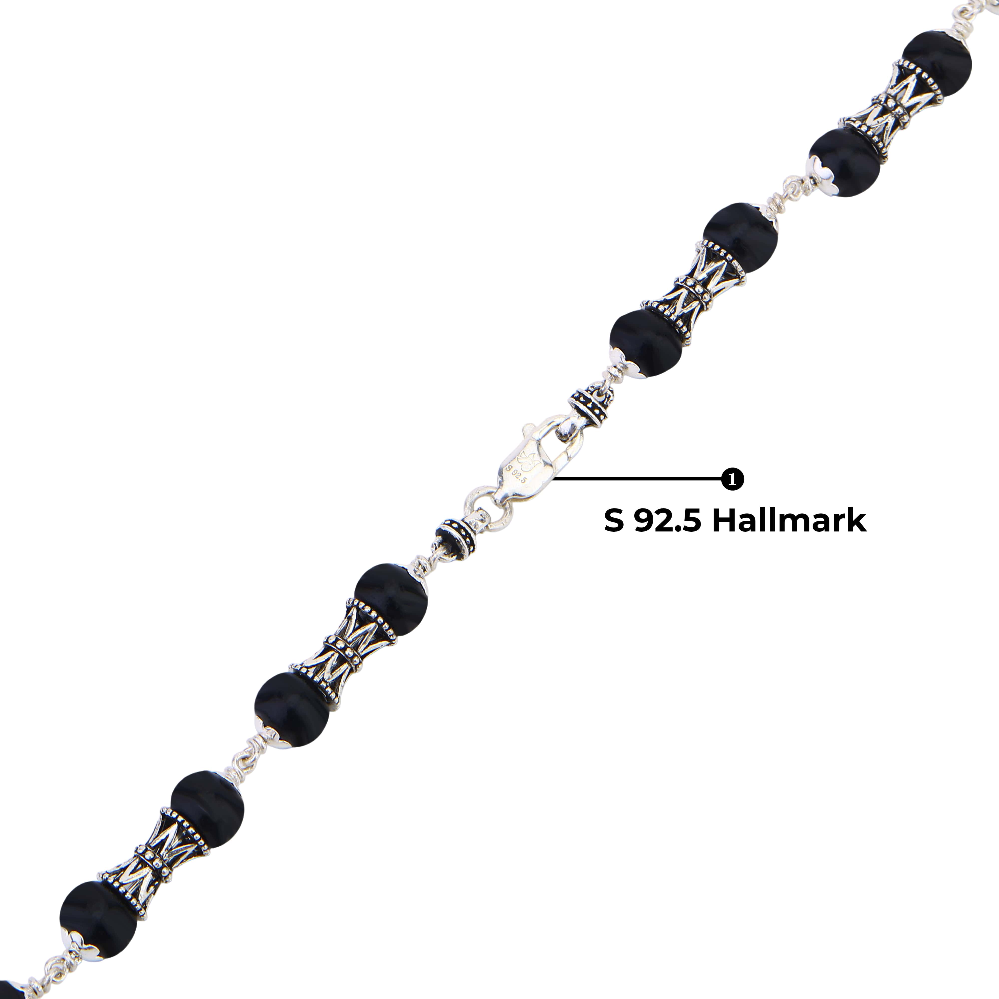 Karungali Silver Mala (Damru Beads)