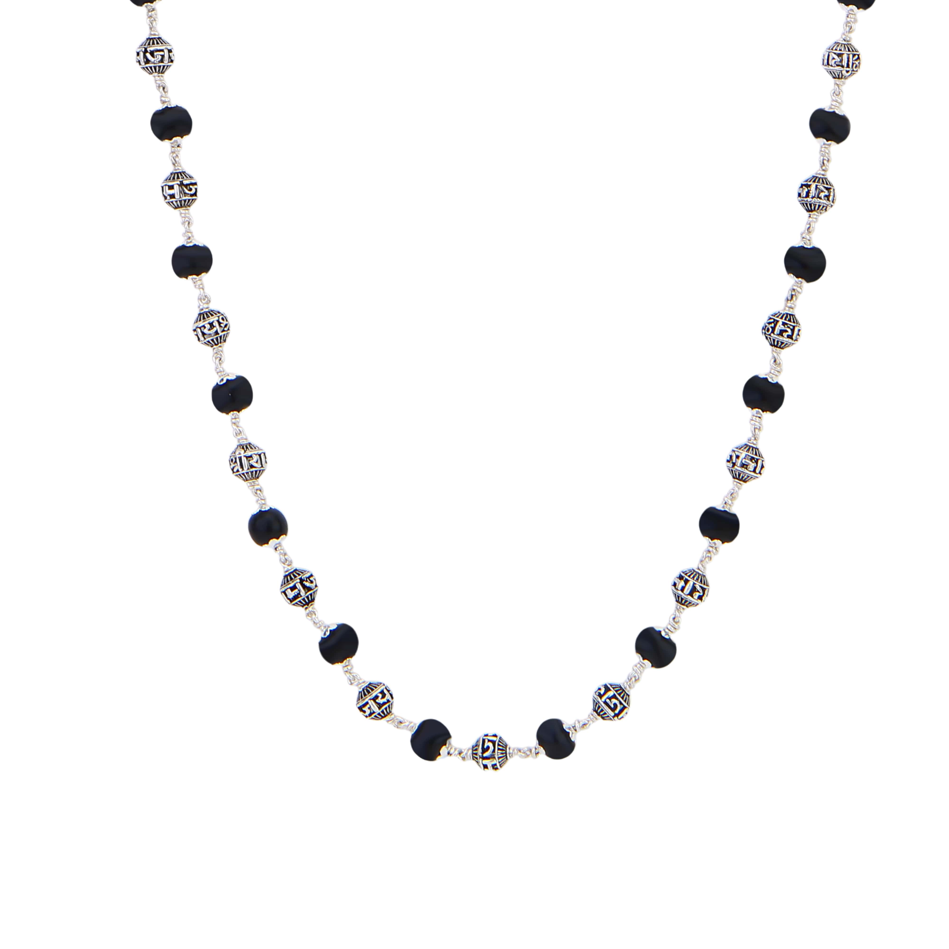 Karungali with Jay Shree Ram Beads Silver Mala