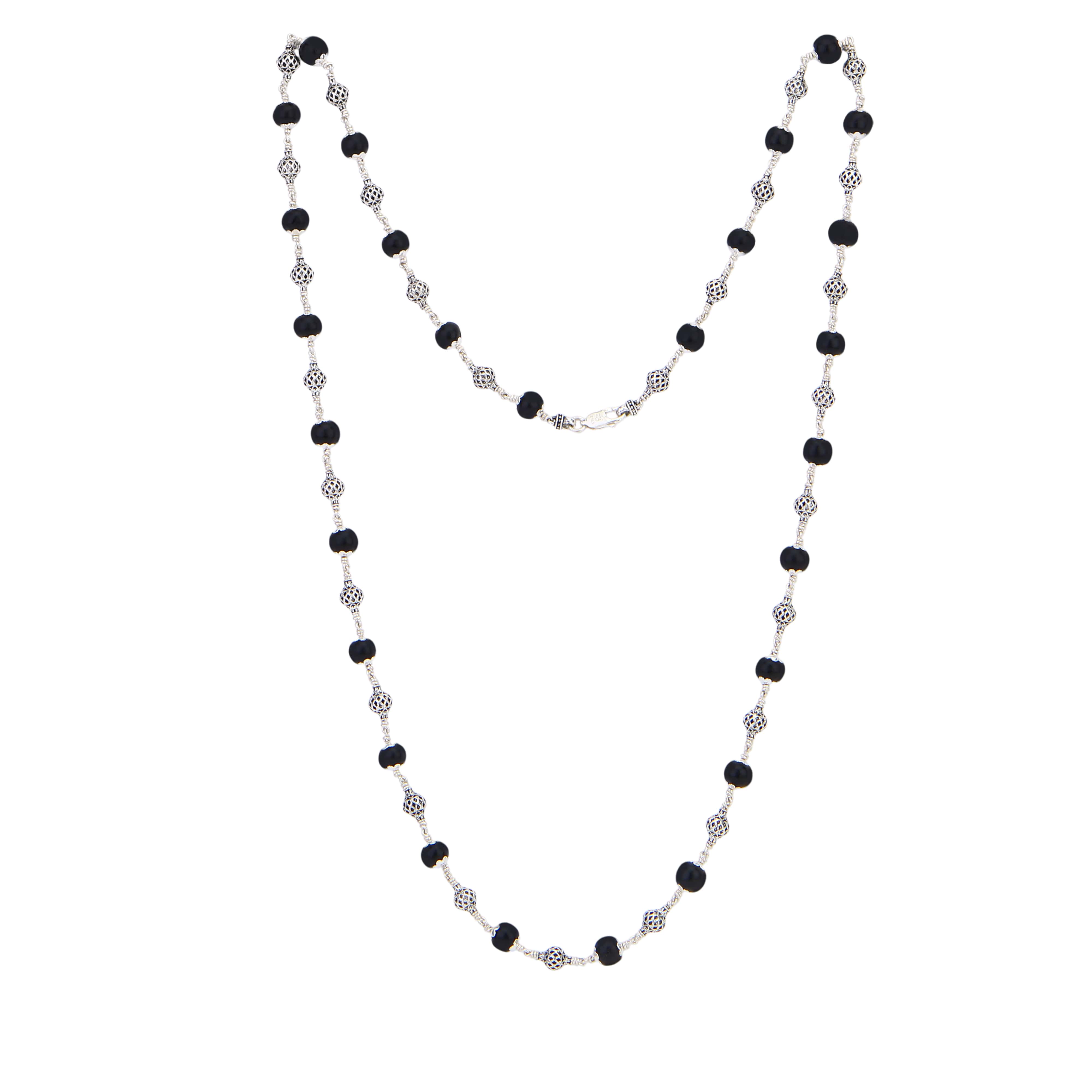 Karungali Silver Mala (Round Beads)