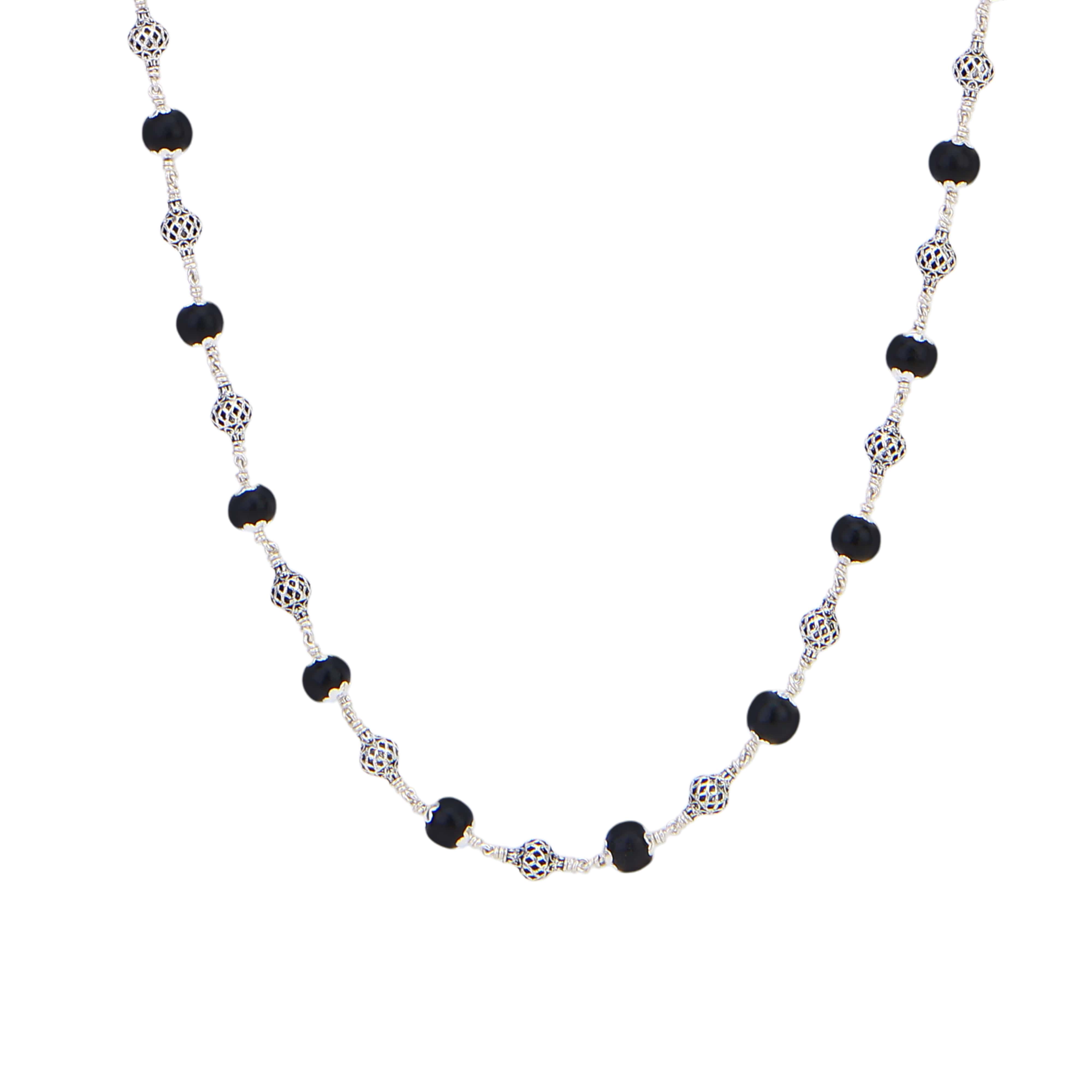 Karungali Silver Mala (Round Beads)