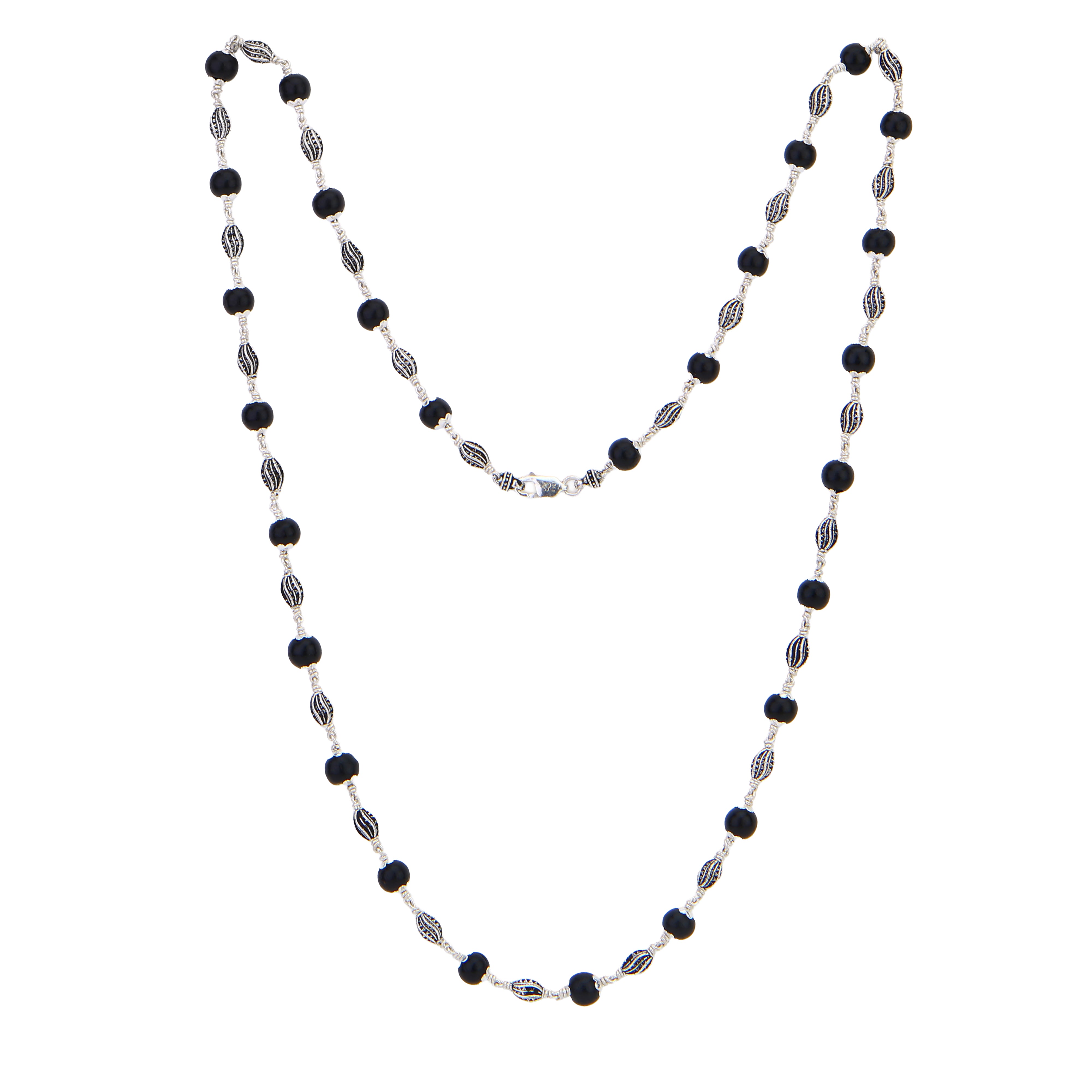 Karungali Silver Mala (Marquise Beads)