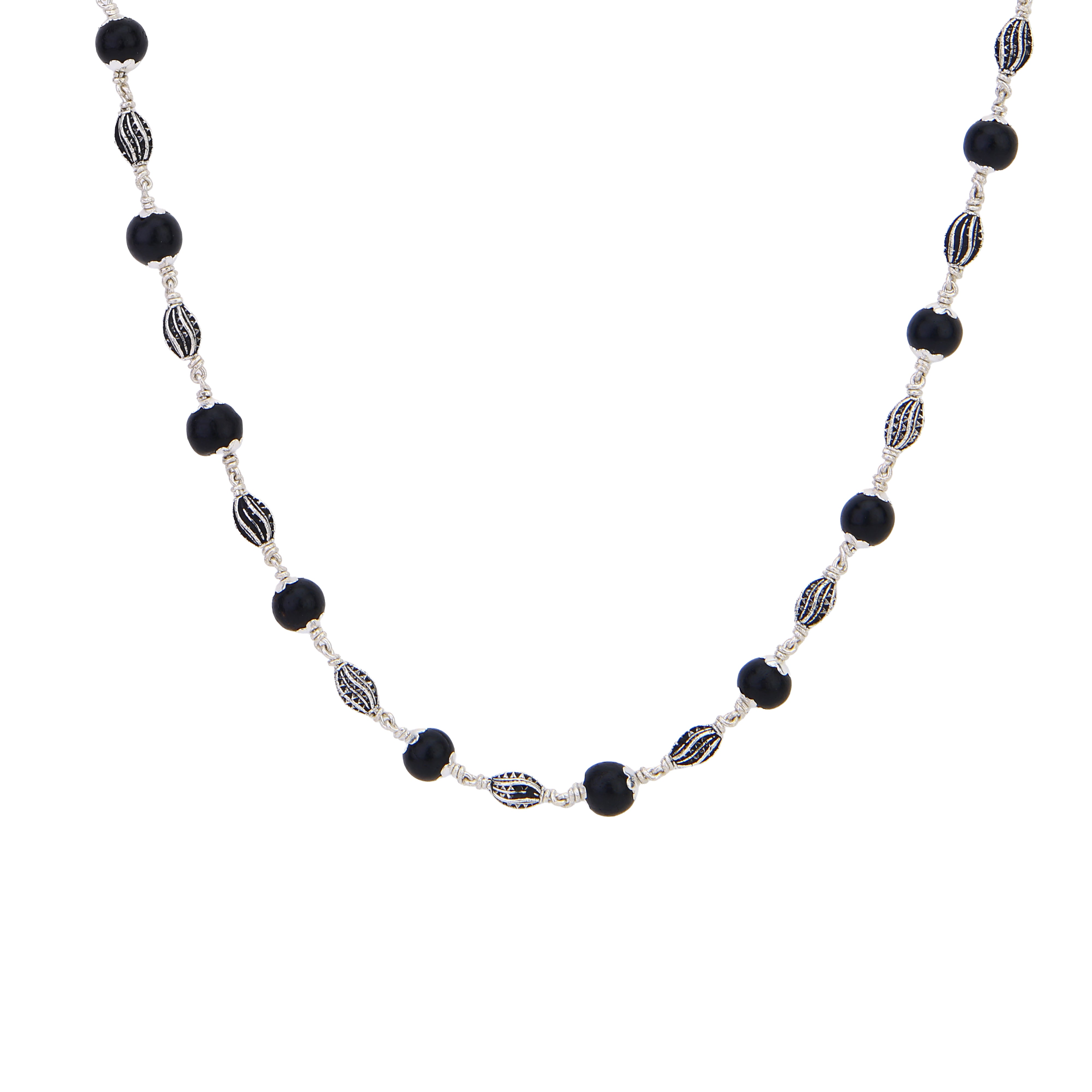 Karungali Silver Mala (Marquise Beads)