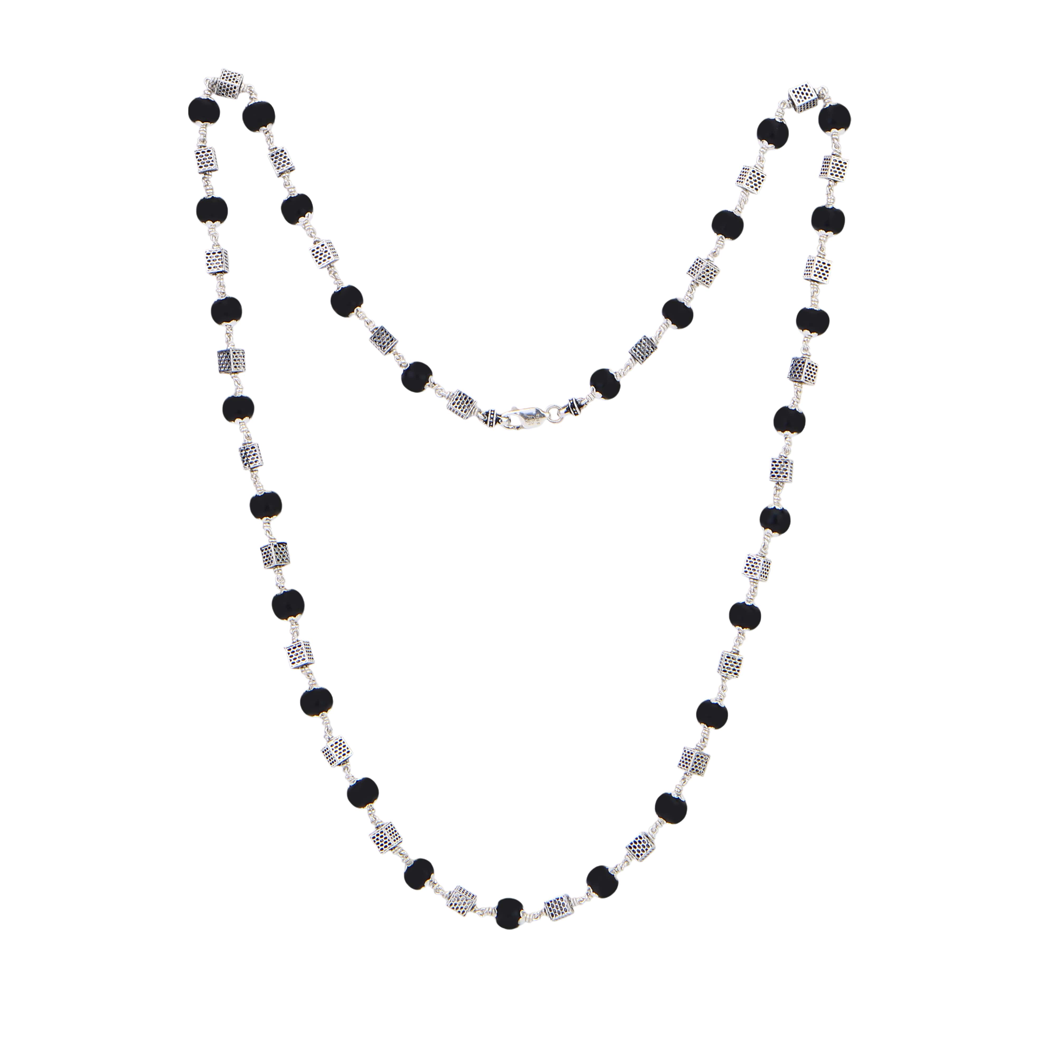 Karungali Silver Mala (Square Beads)