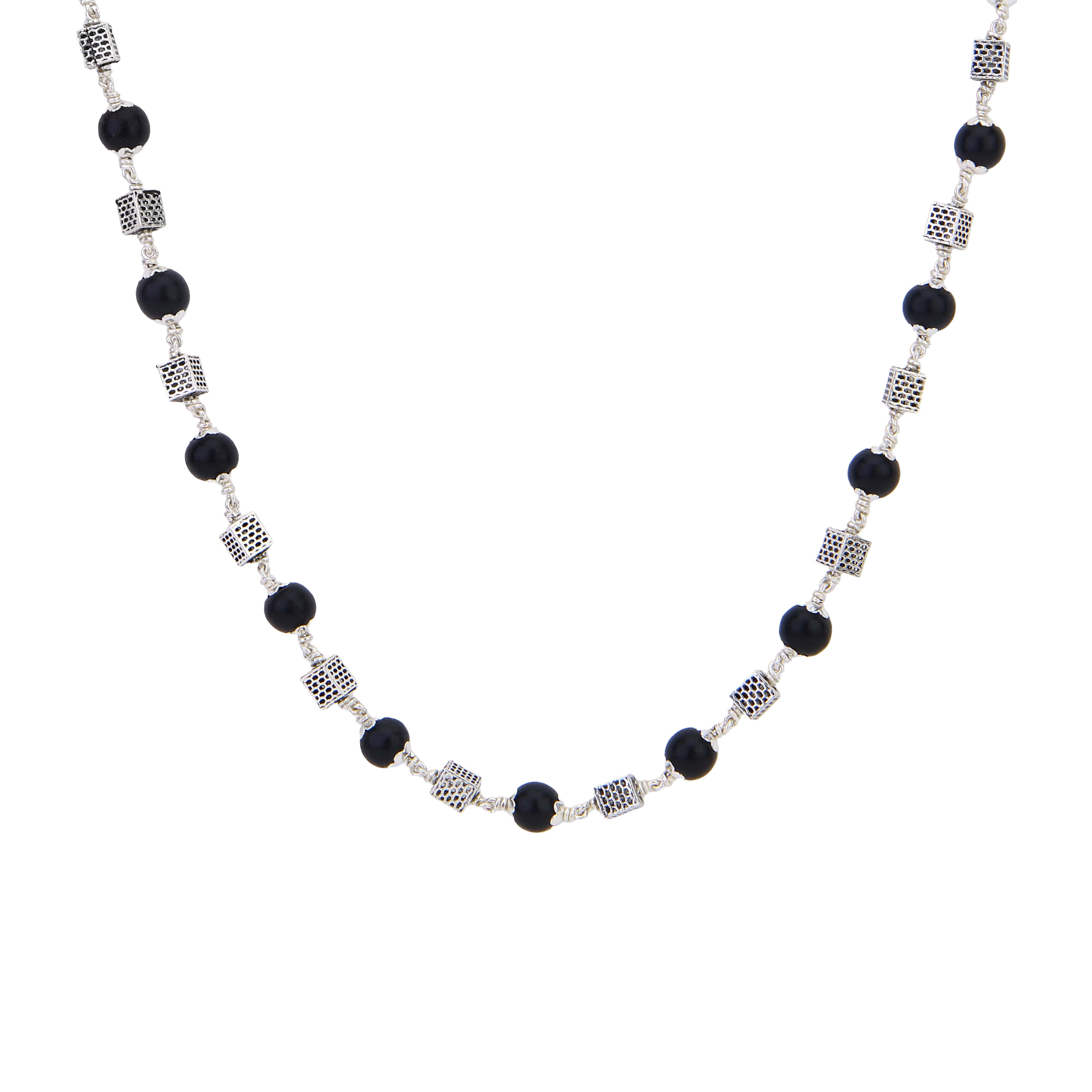 Karungali Silver Mala (Square Beads)