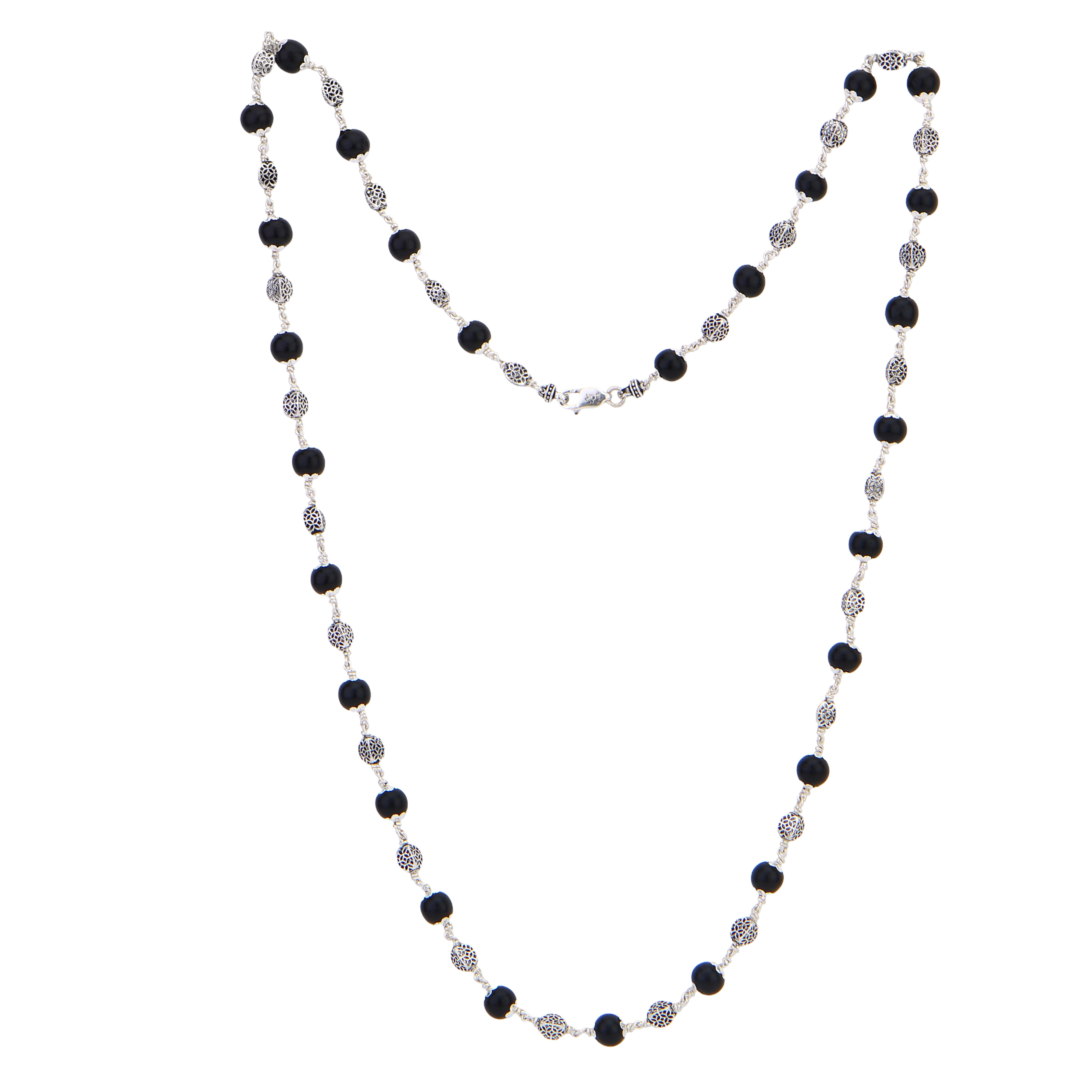 Karungali Silver Mala (Oval Beads)