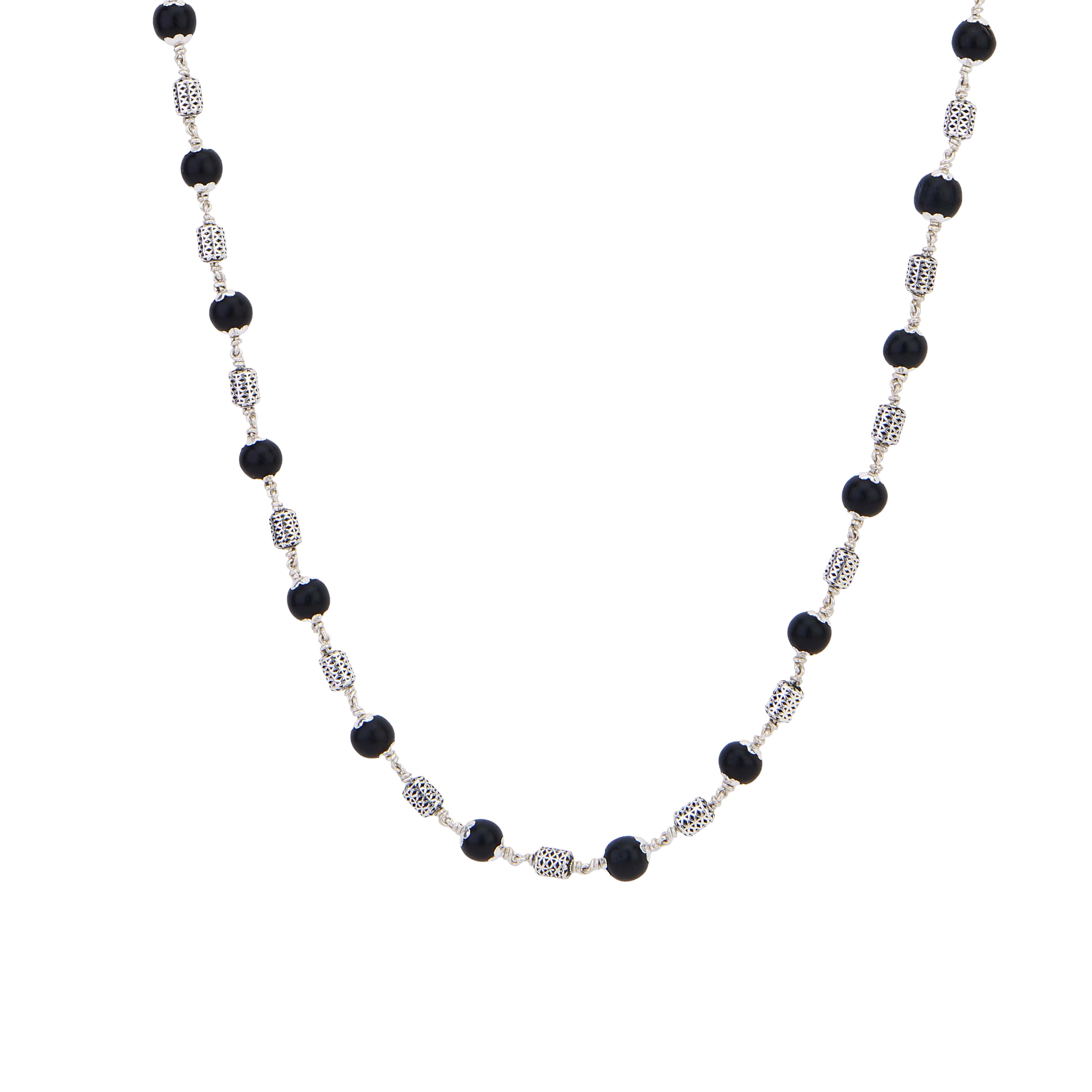 Karungali Silver Mala (Filigree Oval Beads)