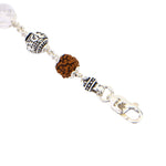 Original Rudraksha with Sphatik Diamond Cut and Om Silver Beads Bracelet