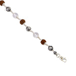 Rudraksha with Diamond Cut Sphatik and Om Silver Beads Bracelet