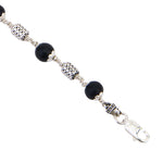 Karungali with Oval Filigree Beads Silver Bracelet