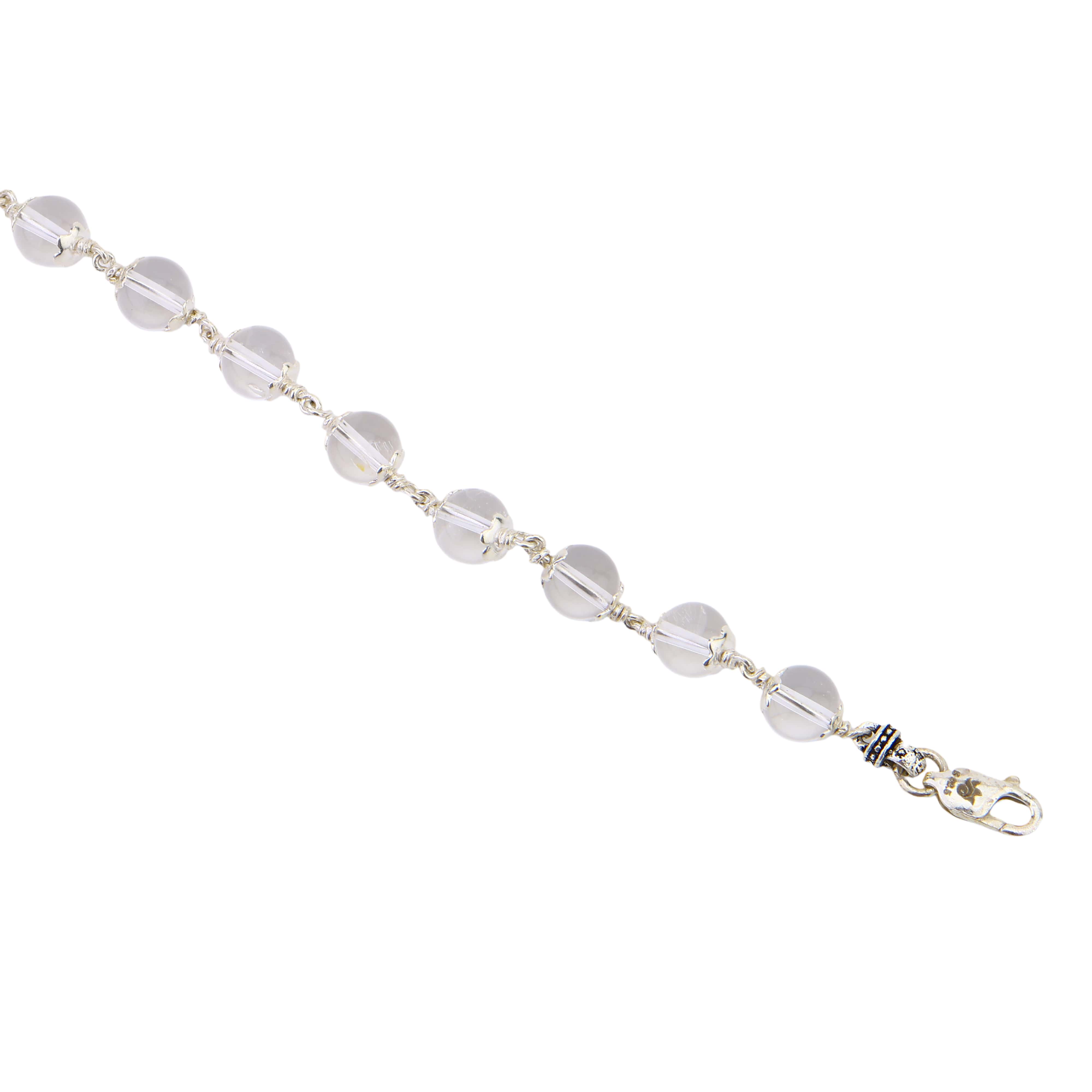 Sphatik Bead Silver Bracelet