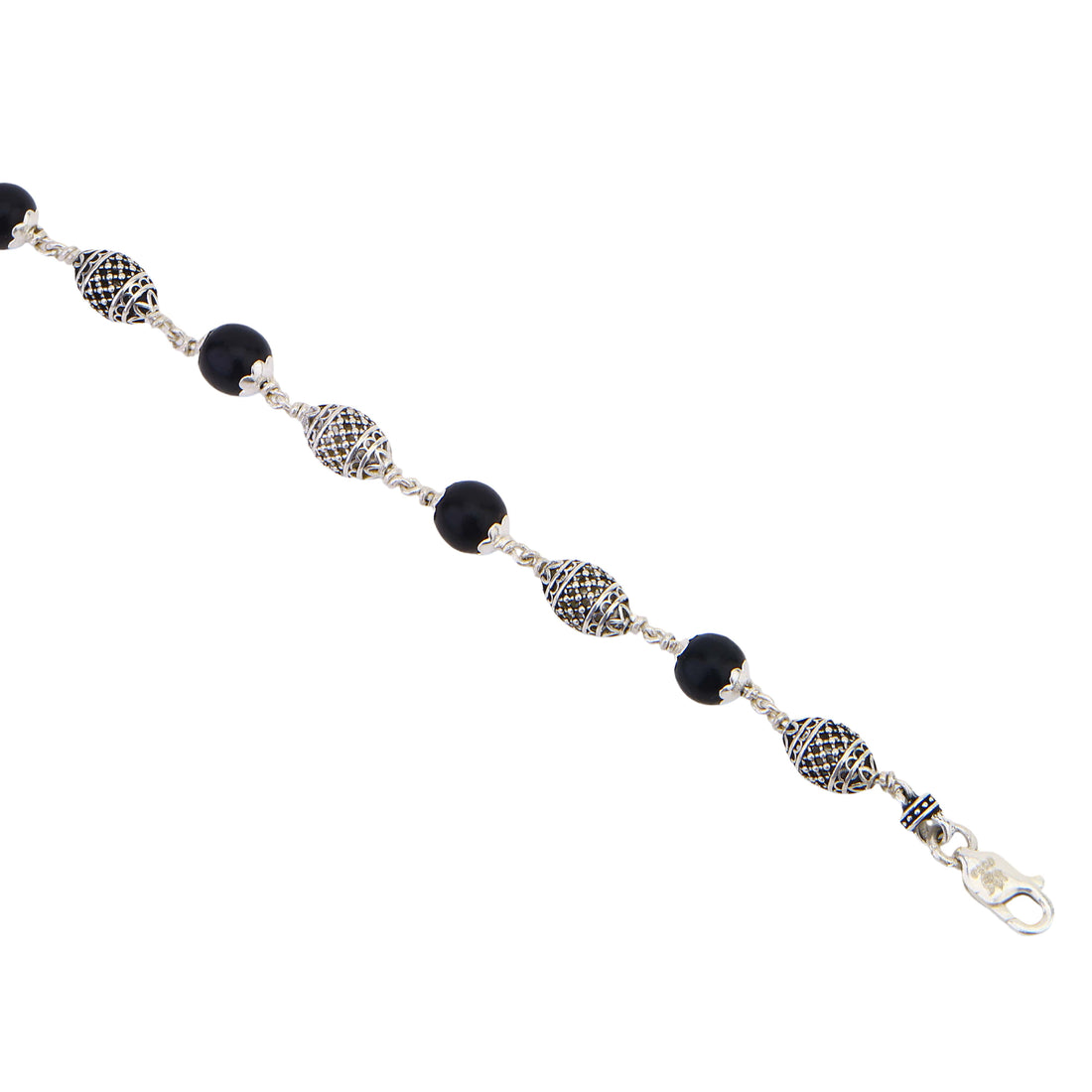 Karungali with Cylindrical Silver Bracelet