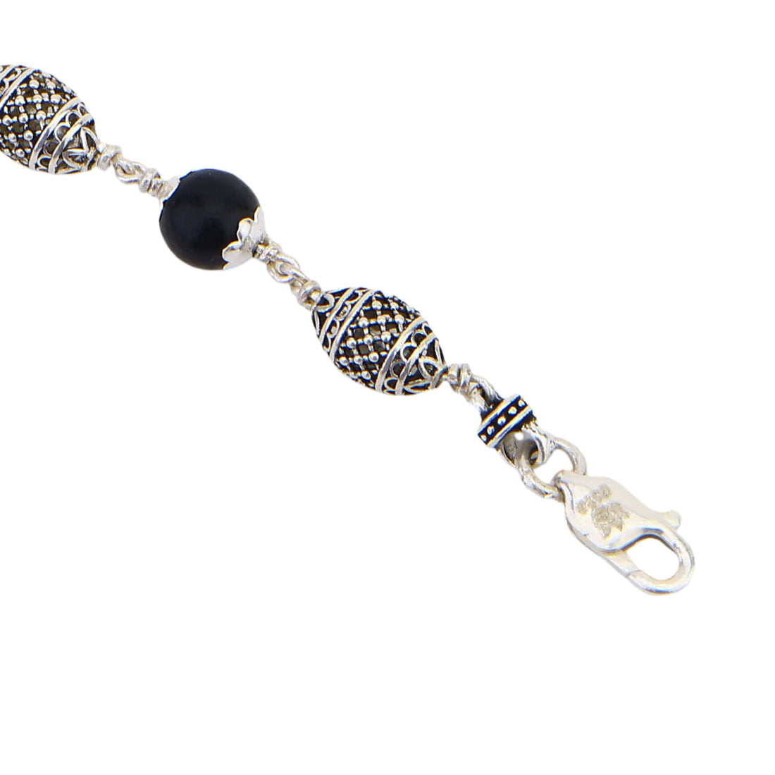 Karungali with Cylindrical Silver Bracelet