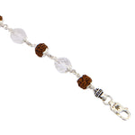 Rudraksha with Sphatik Diamond Cut Beads Silver Bracelet