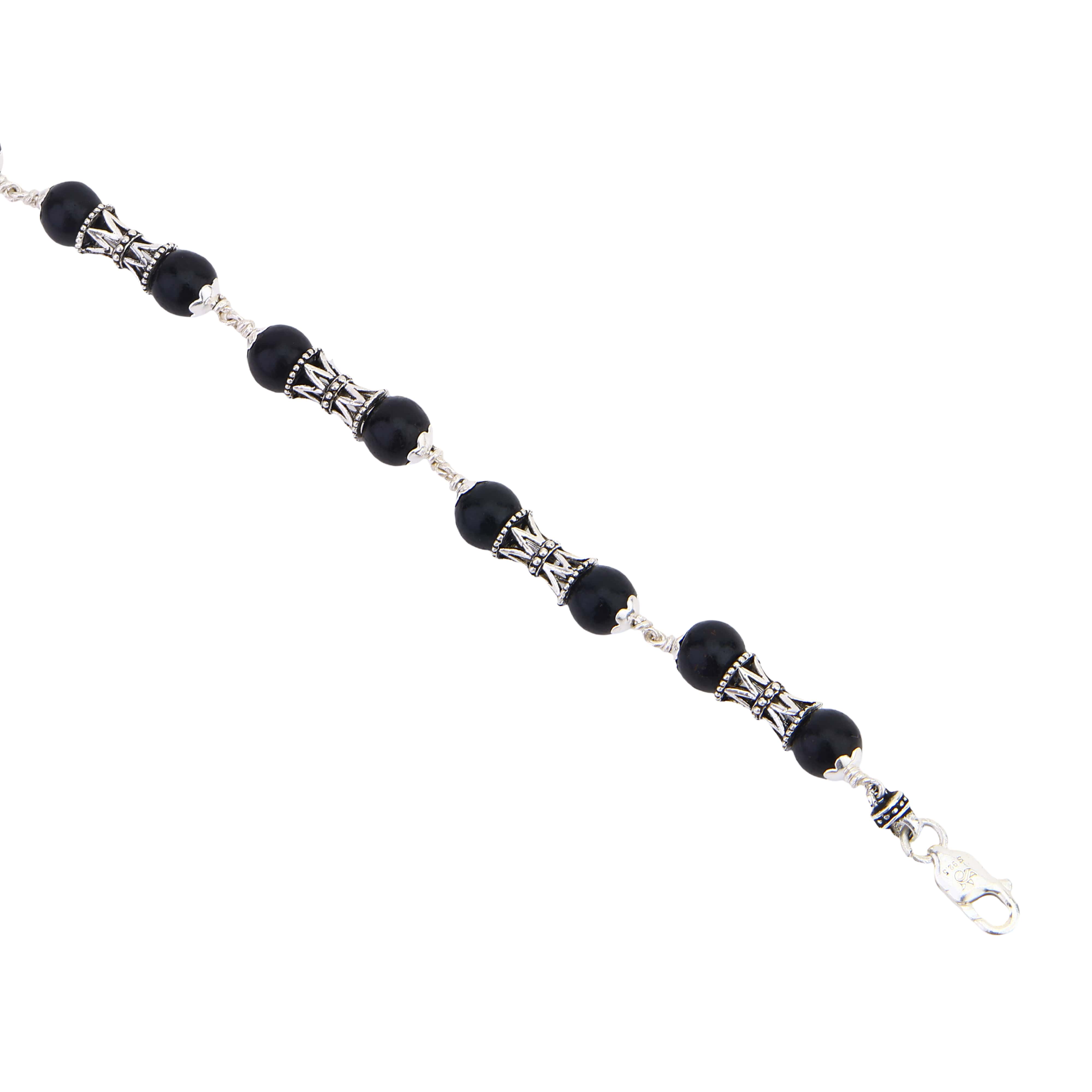 Karungali with Damru Silver Bracelet