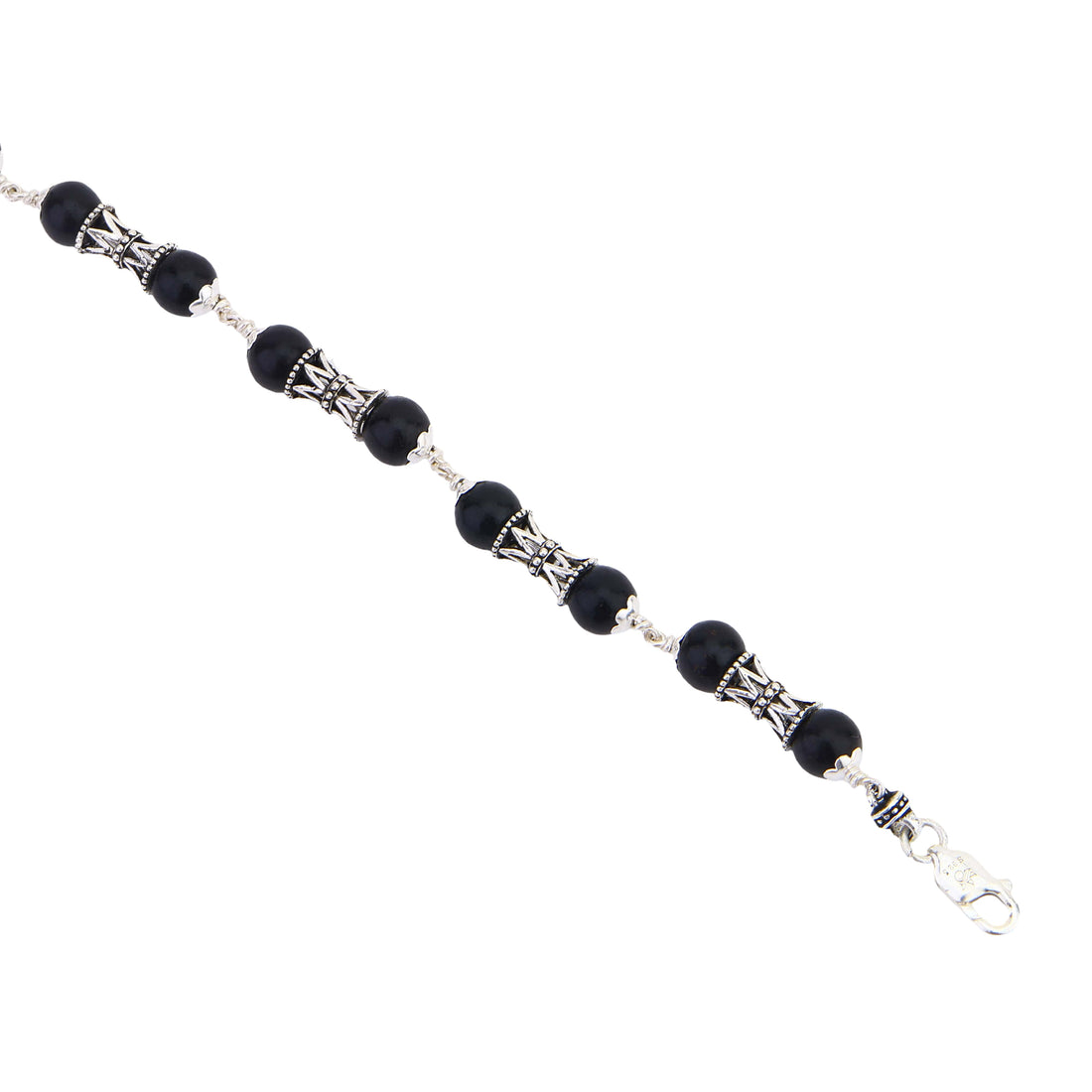 Karungali with Damru Silver Bracelet