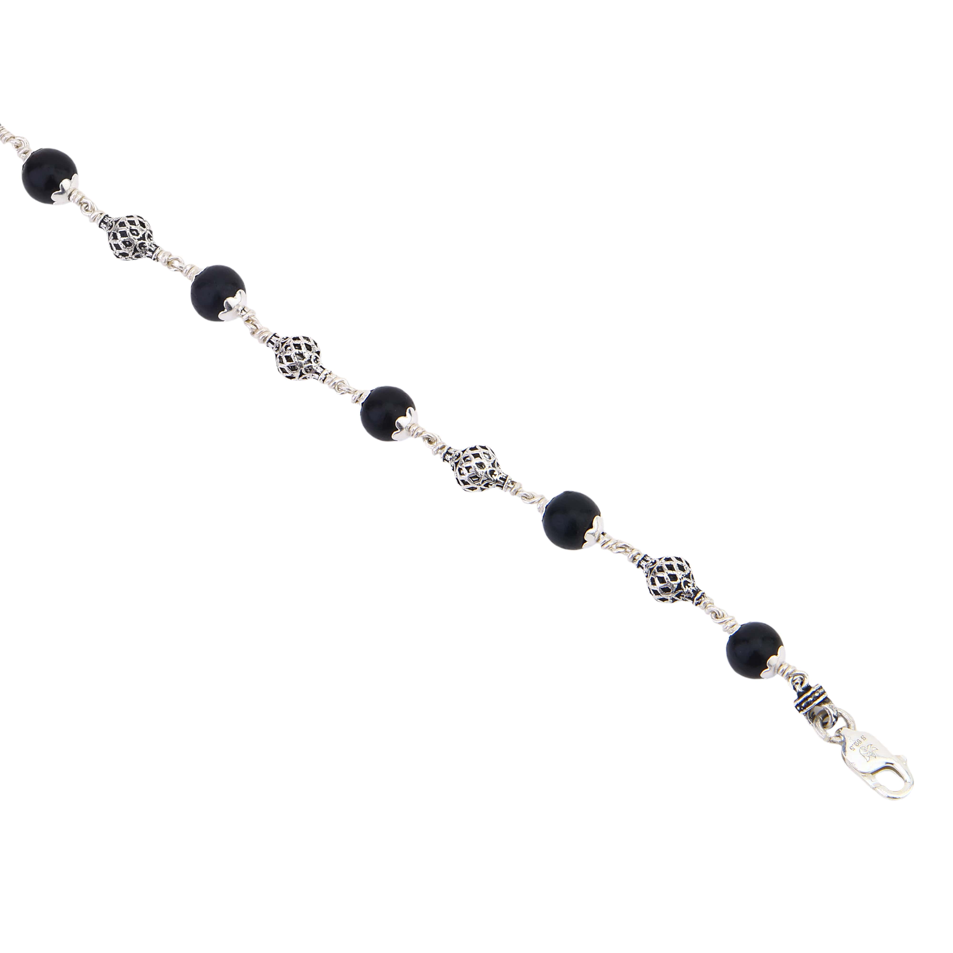 Karungali with Alternate Silver Bracelet