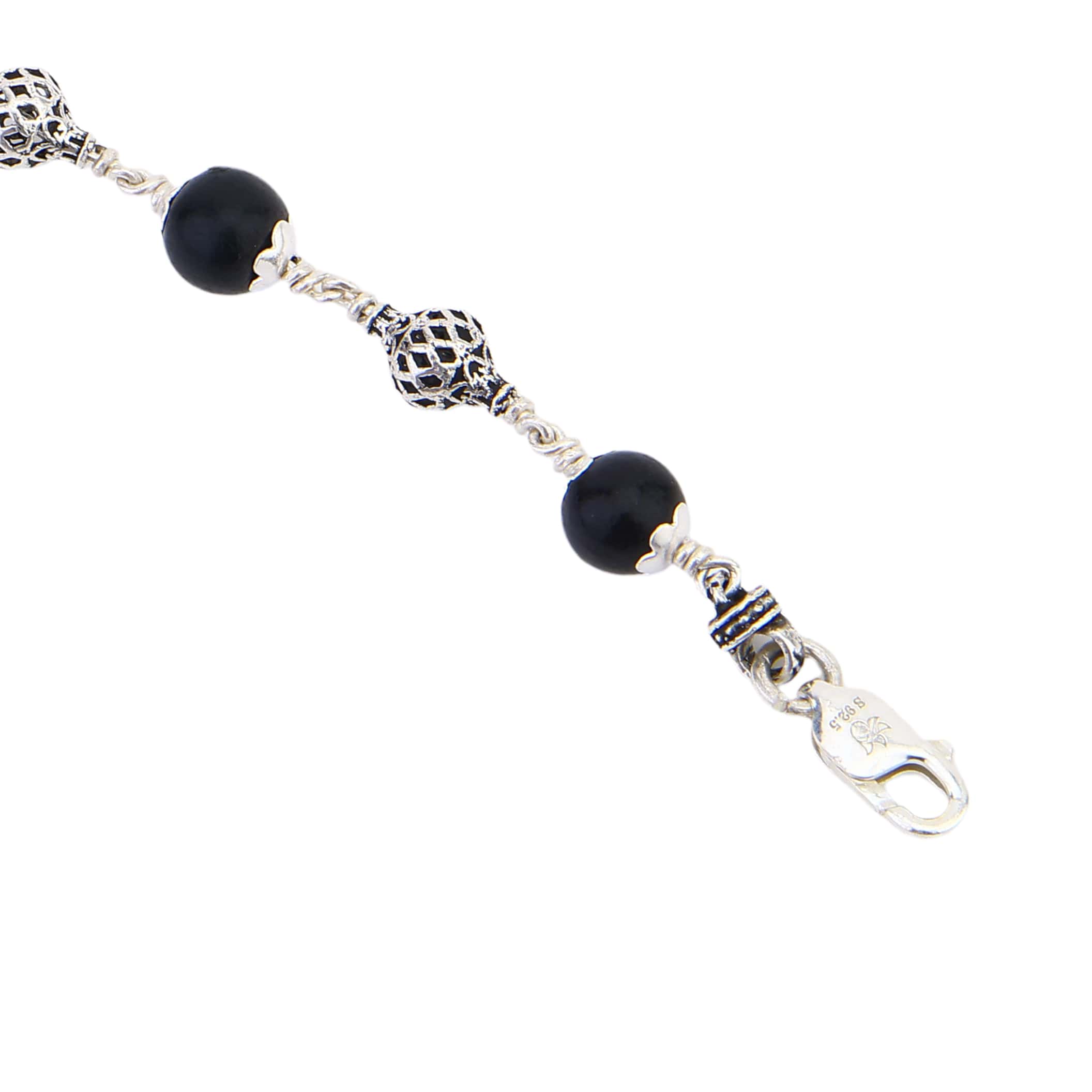 Karungali with Alternate Silver Bracelet