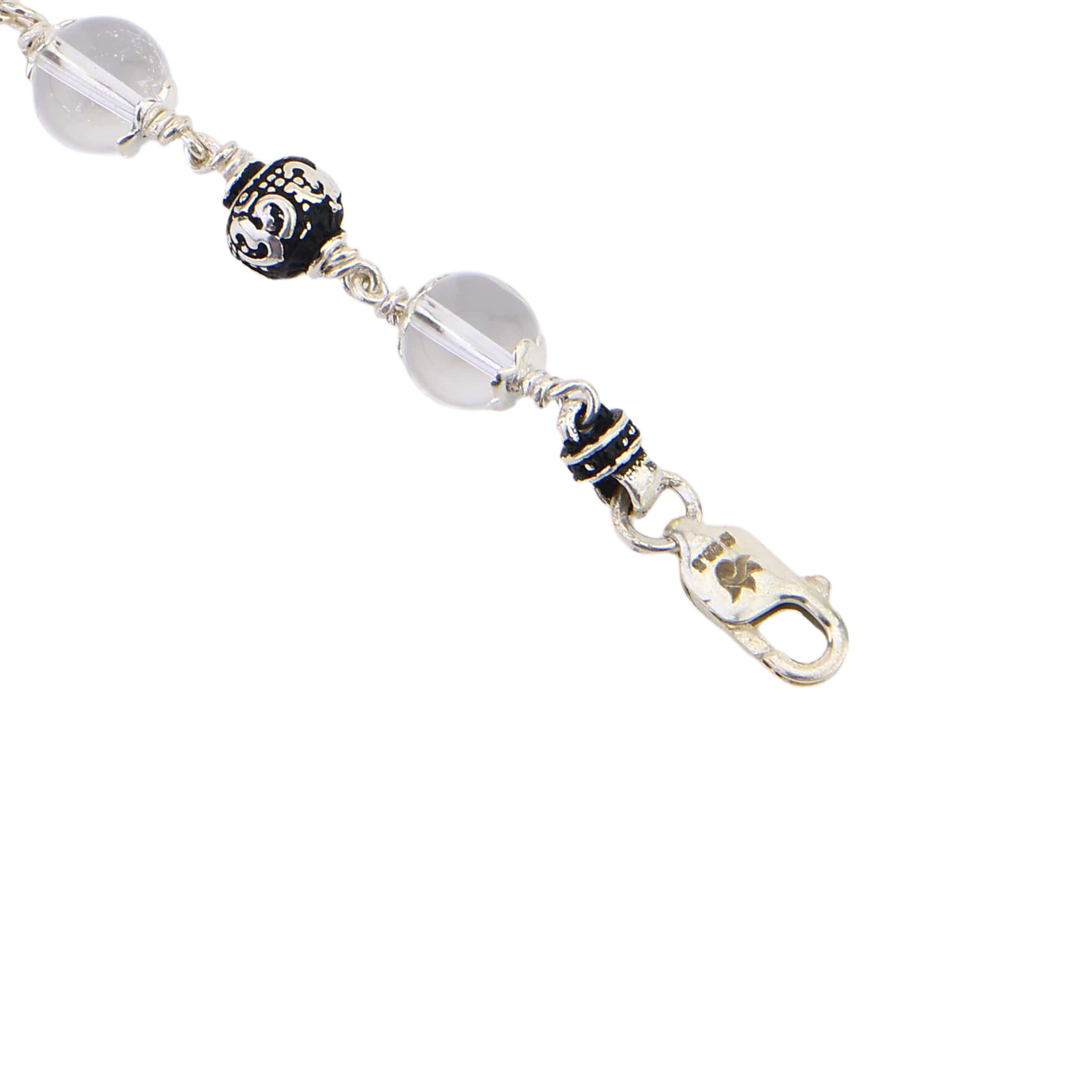 Sphatik with Om Silver Beads Bracelet