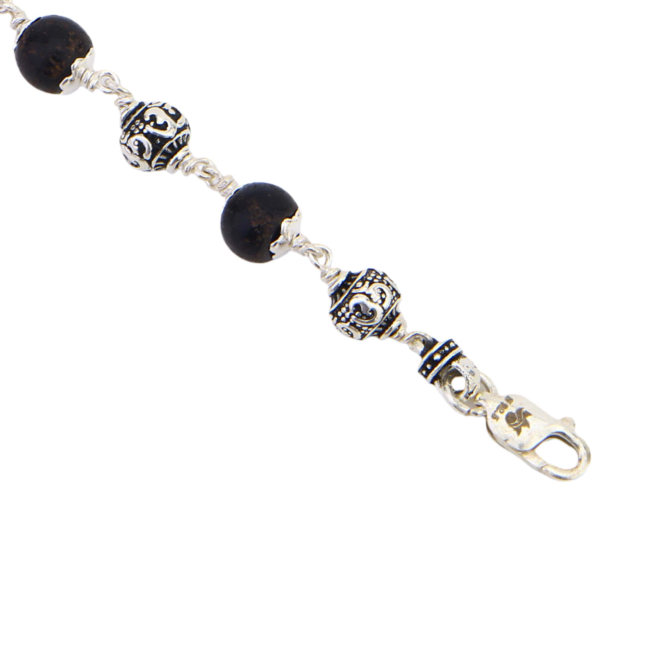 Karungali with Om Silver Bracelet