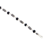Karungali with Hollow Cylindrical Silver Bracelet