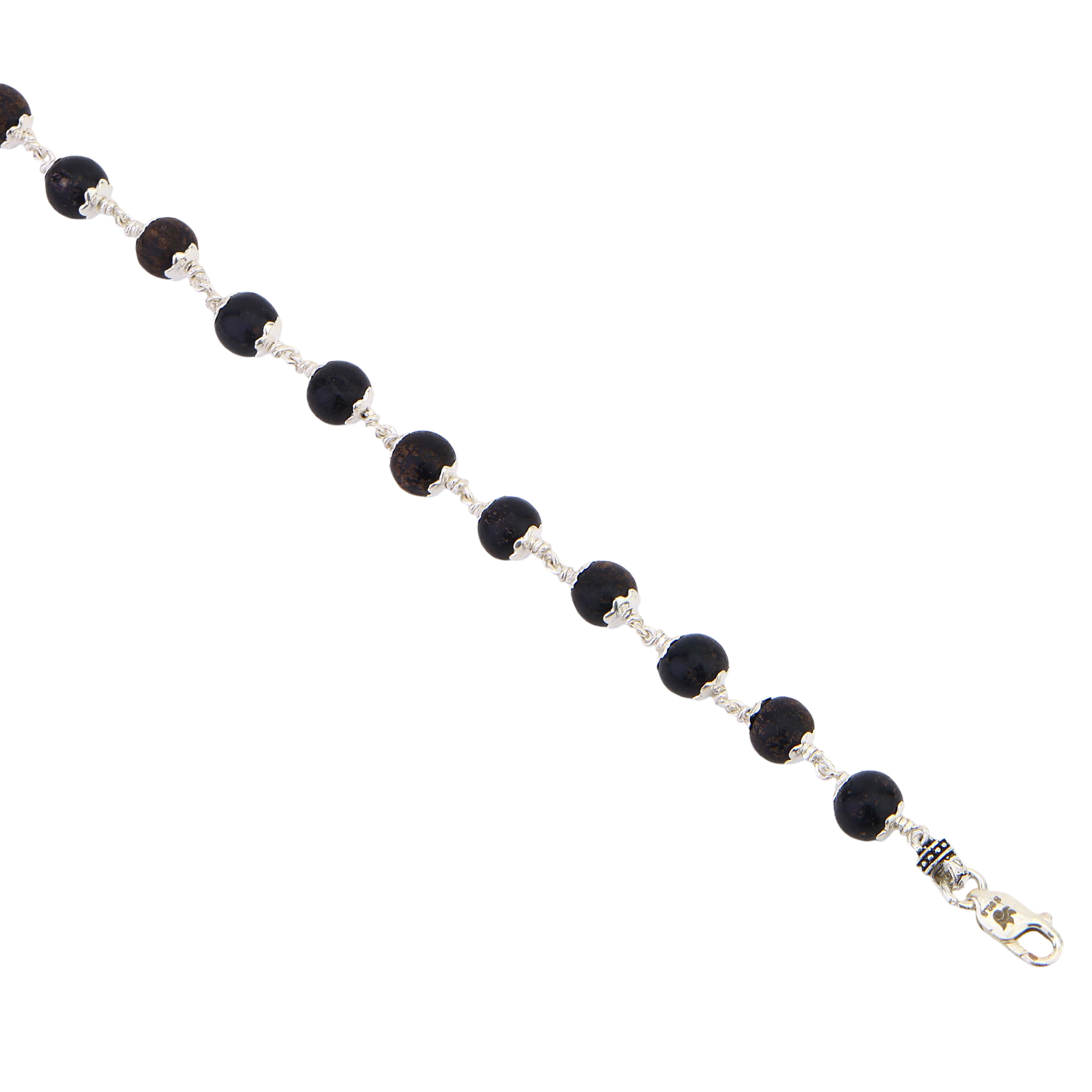 Karungali Beads Silver Bracelet