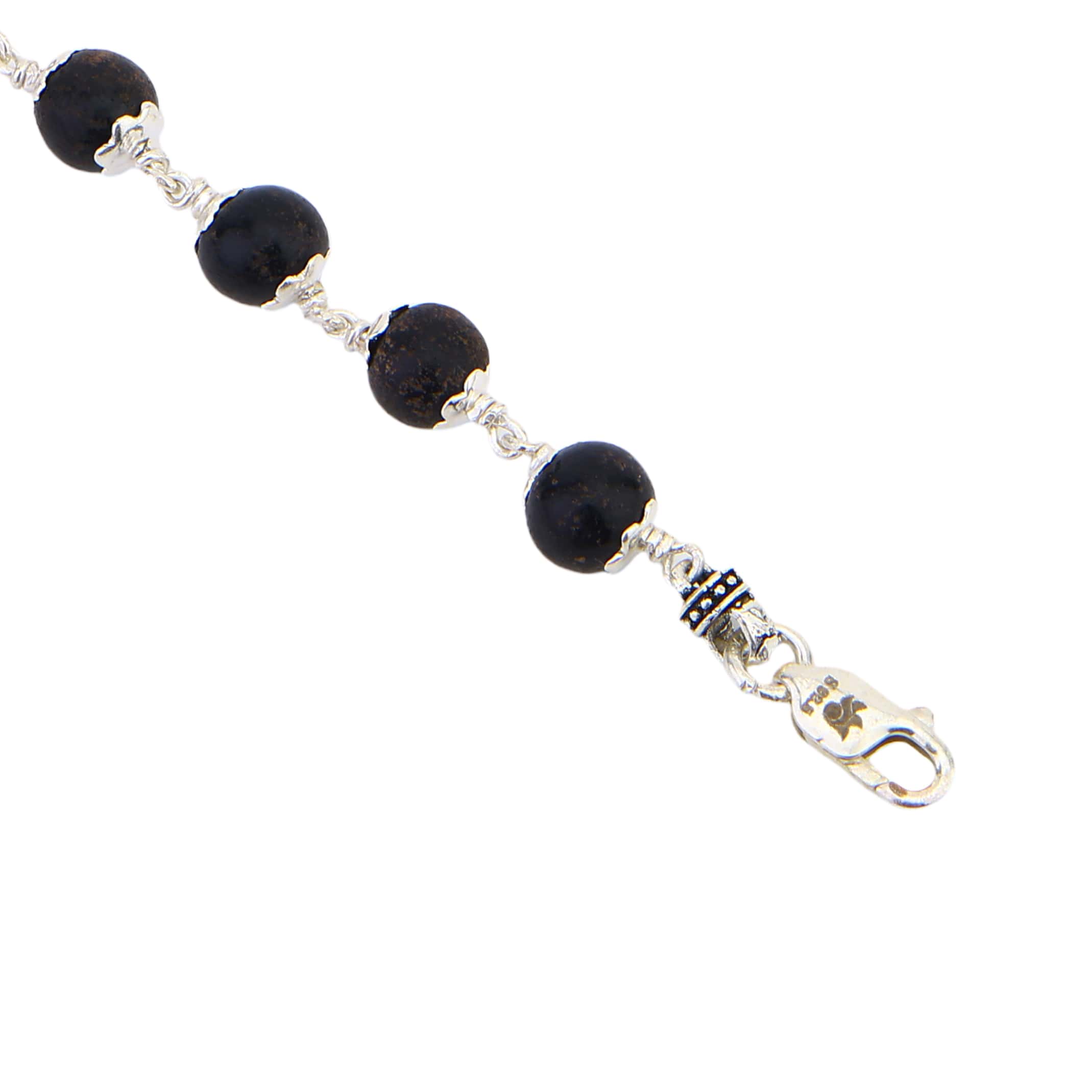 Karungali Beads Silver Bracelet