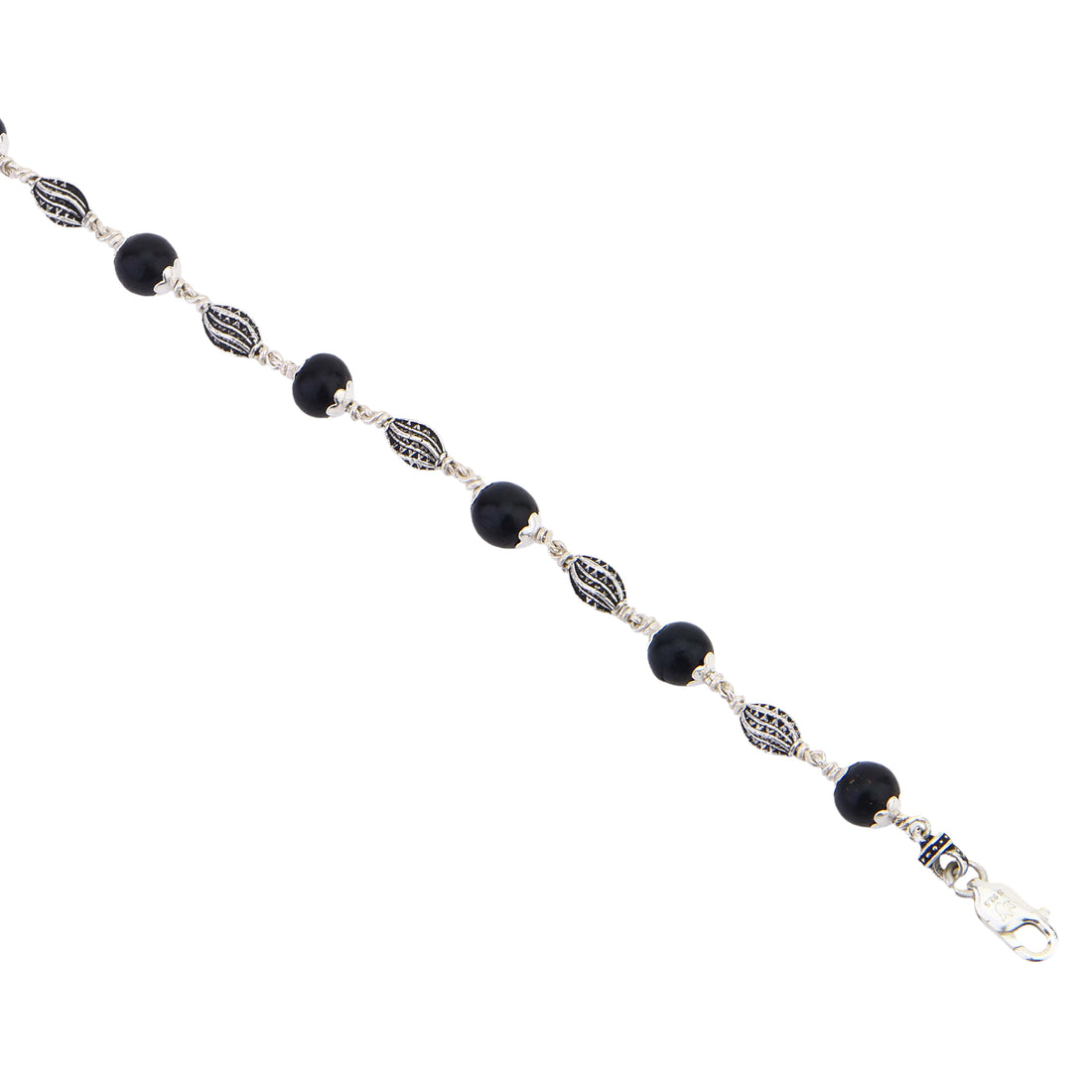 Karungali with Marquise Silver Bracelet