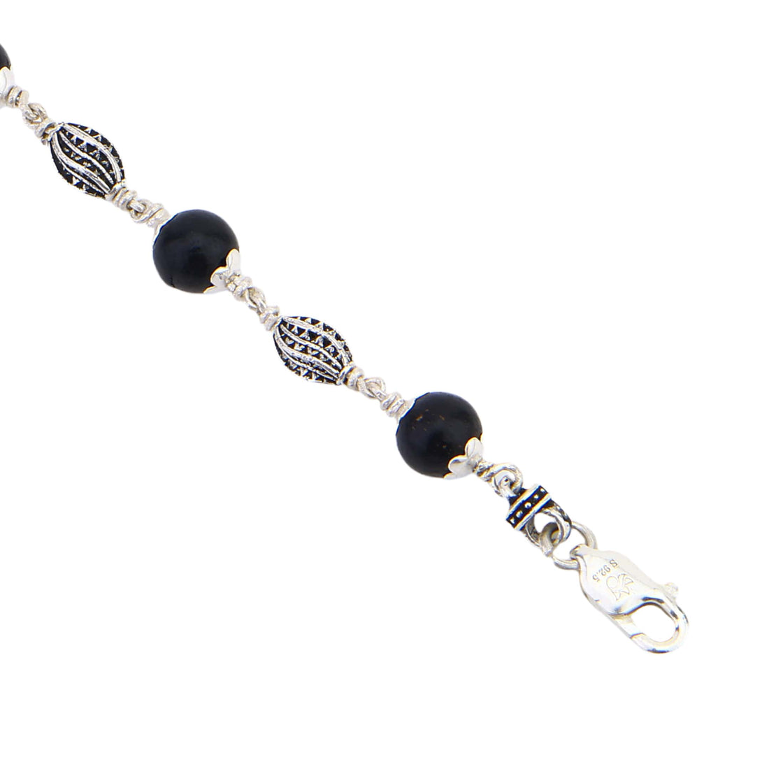 Karungali with Marquise Silver Bracelet